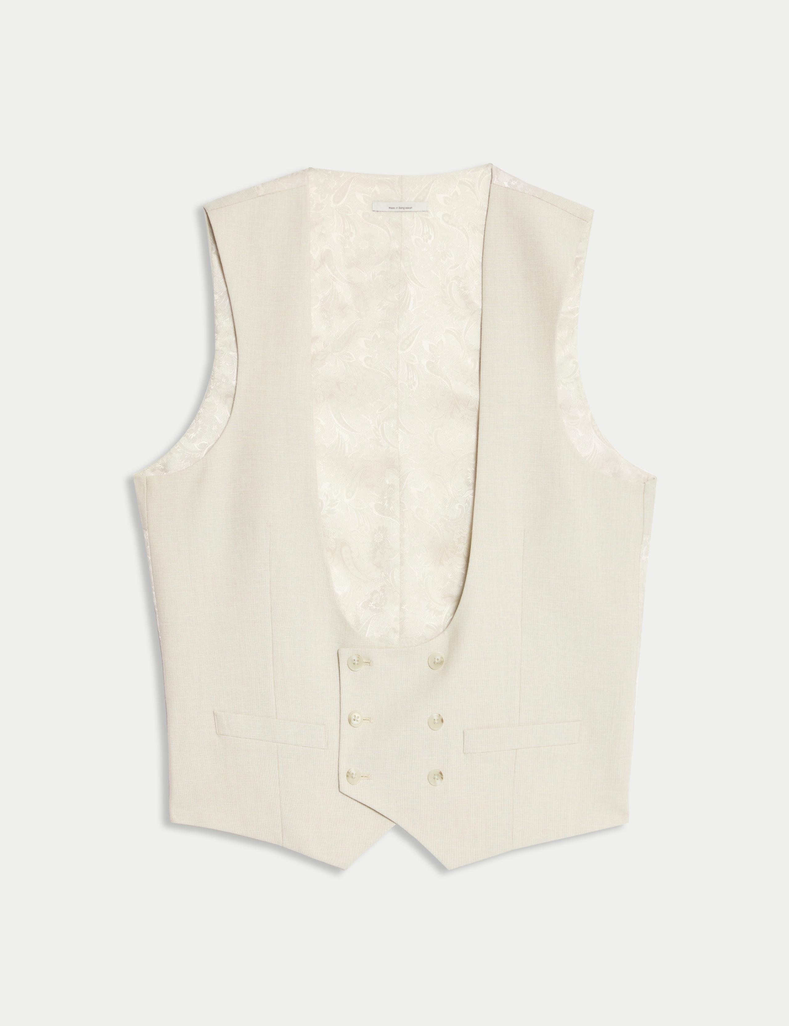 Tailored Fit Double Breasted  Waistcoat with Linen 2 of 6