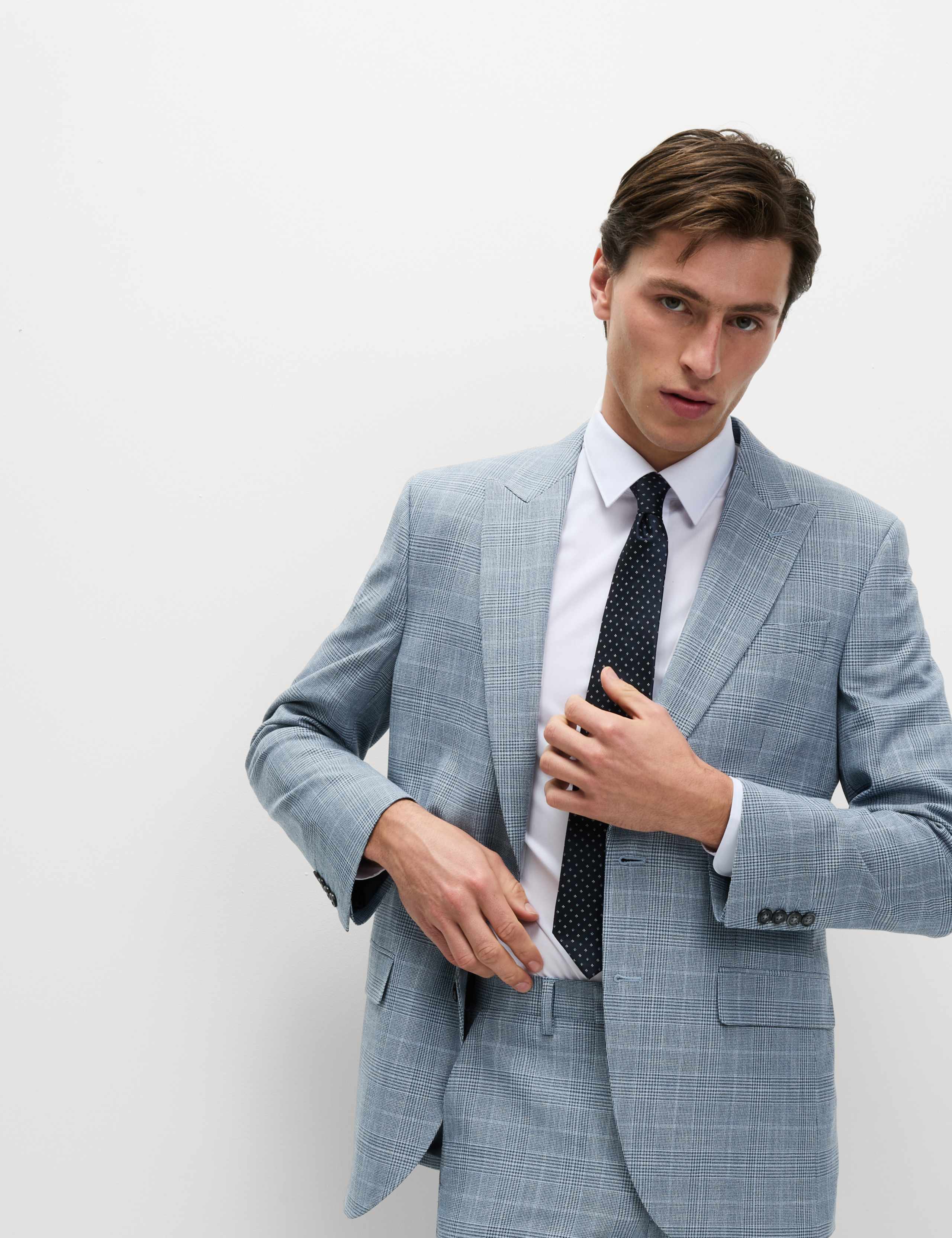 Regular Fit Linen Look Check Suit Jacket 6 of 8