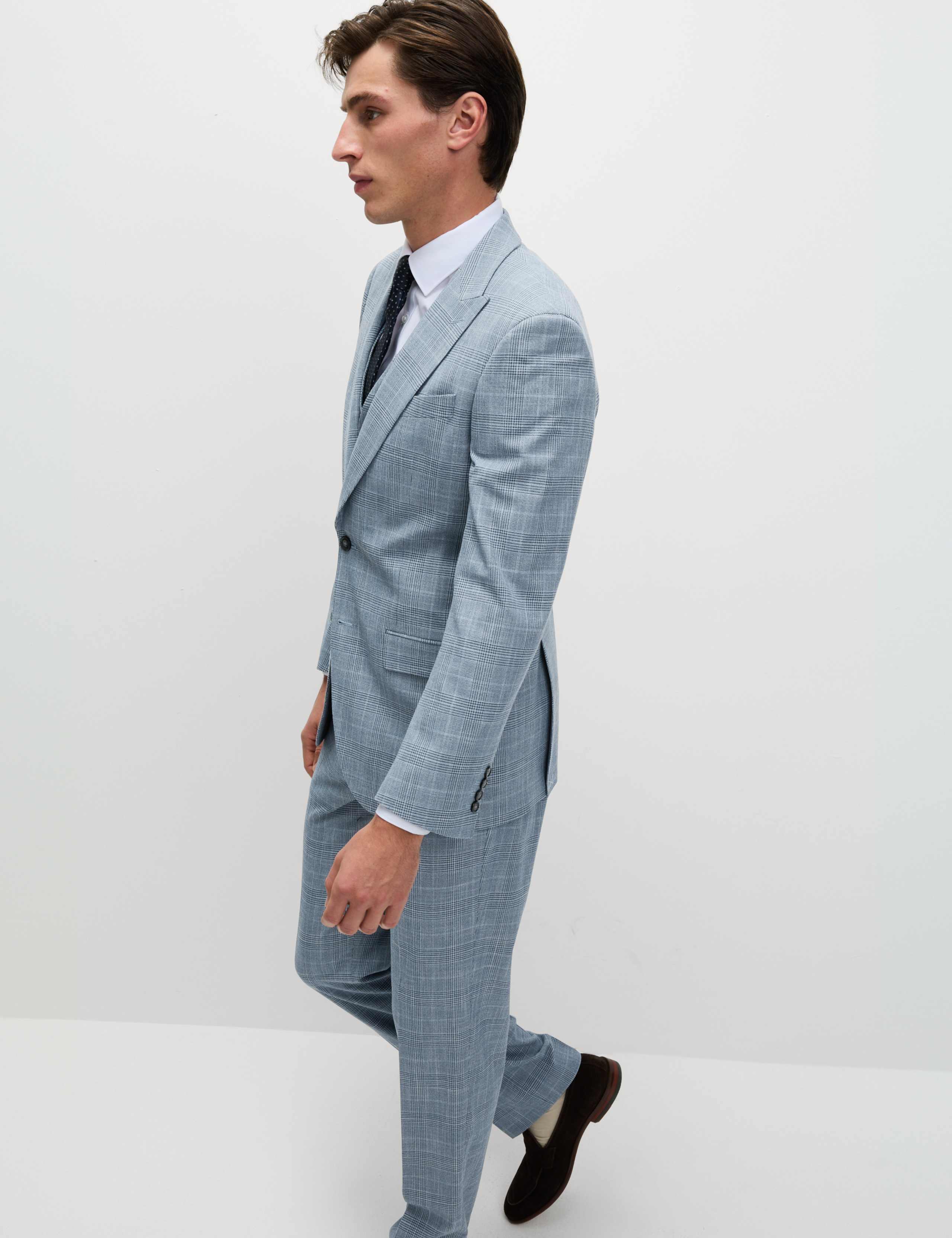 Regular Fit Linen Look Check Suit Jacket 7 of 8