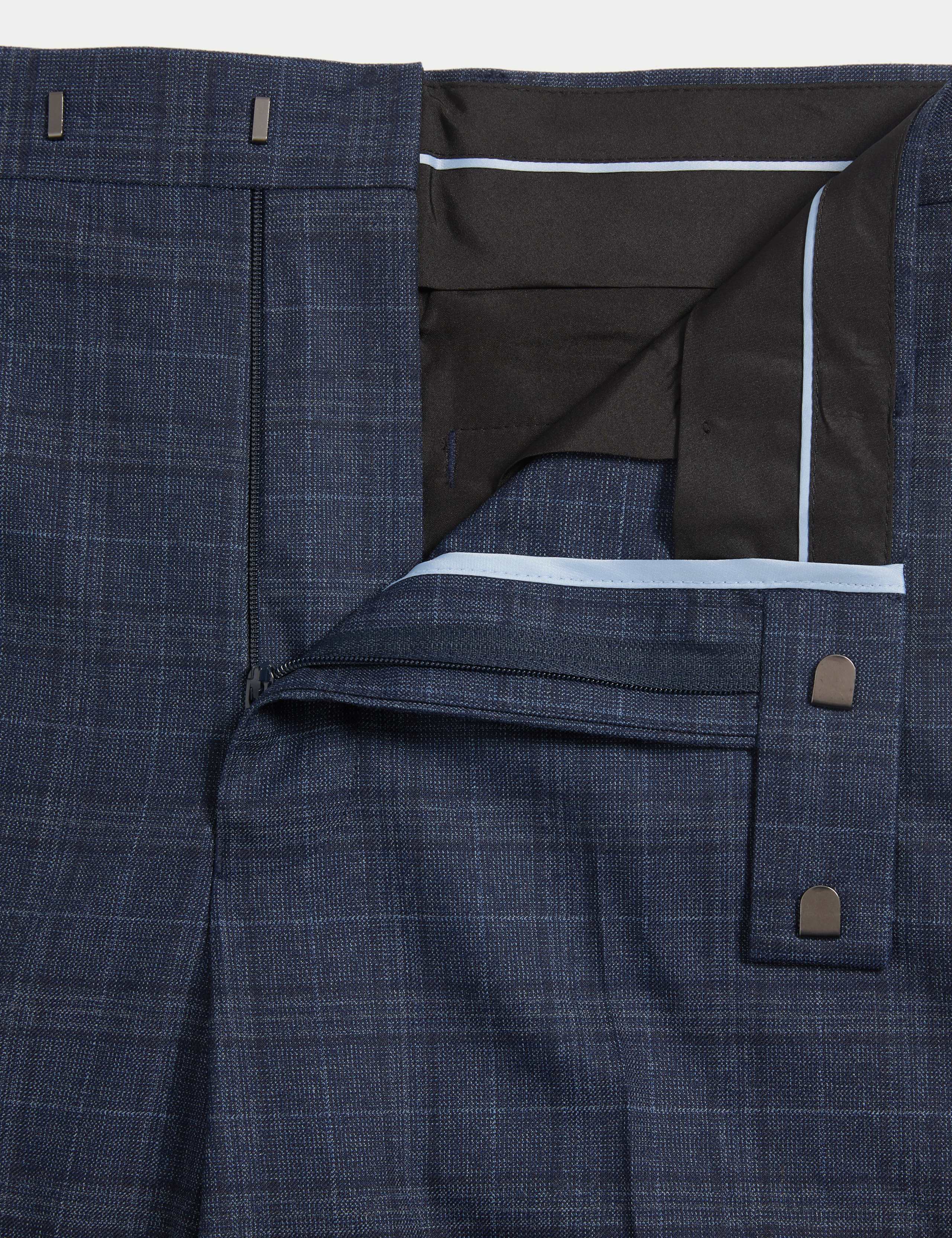 Regular Fit Stretch Checked Suit Trousers 3 of 7