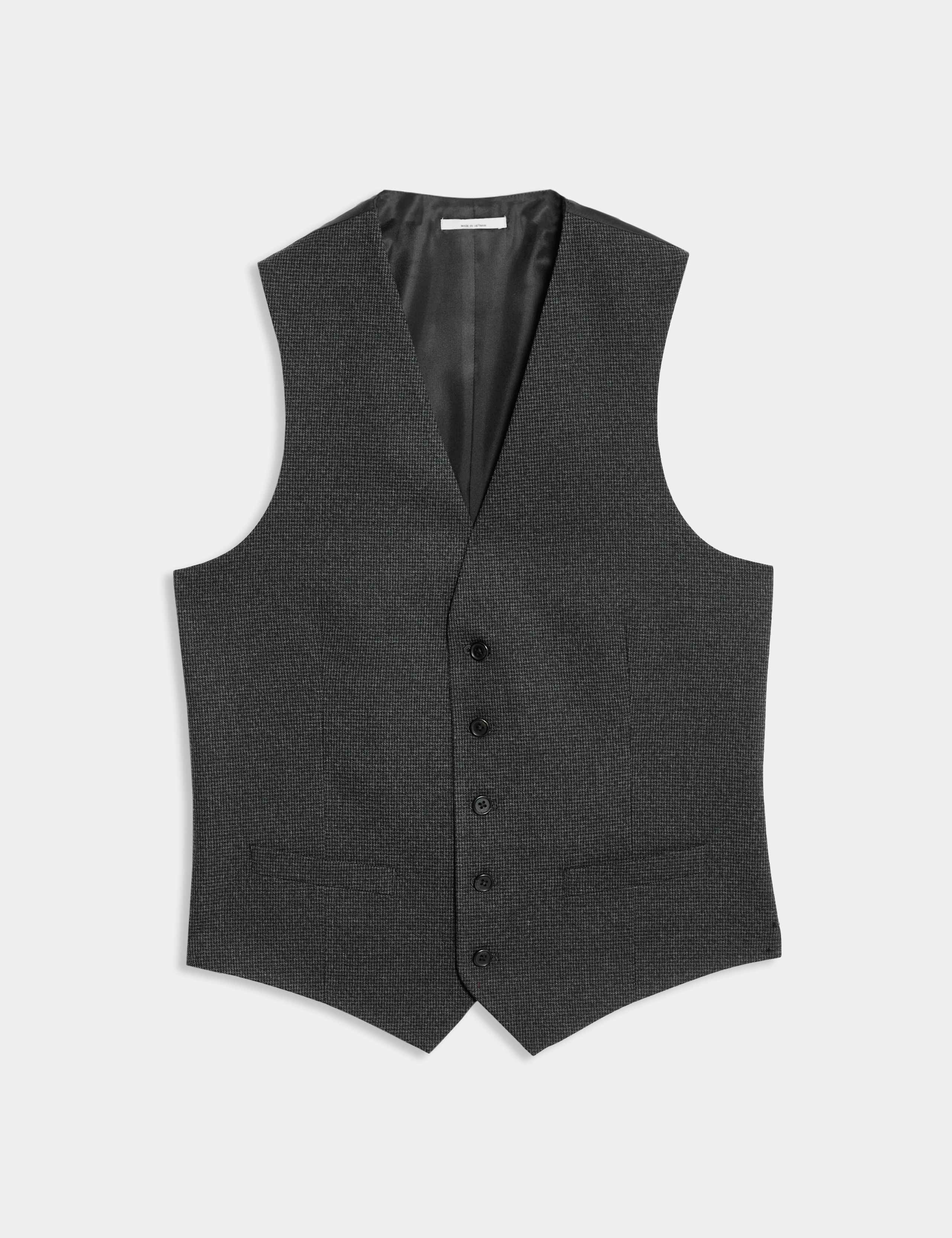 Slim Fit Puppytooth Stretch Waistcoat 2 of 6