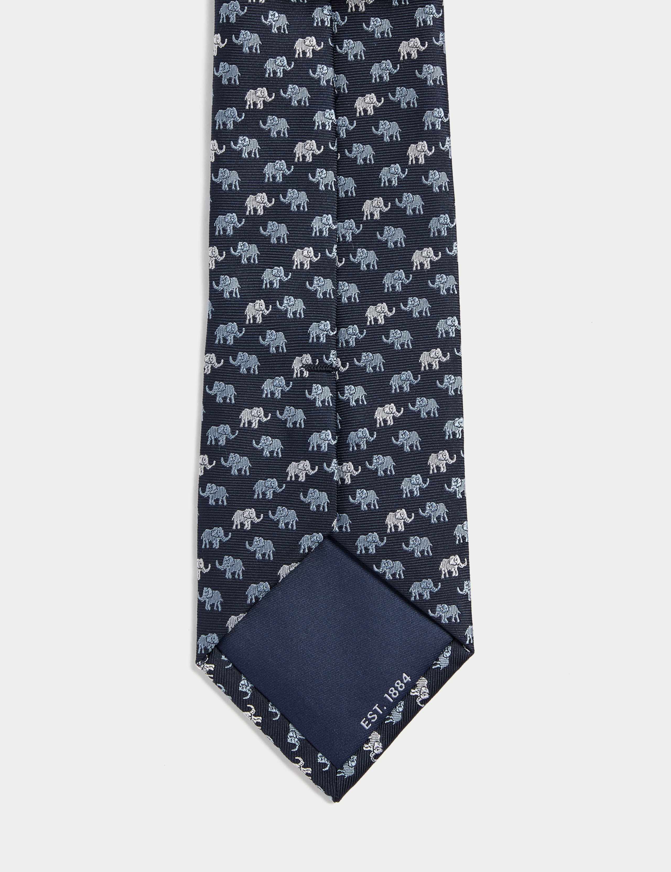 Elephant Print Pure Silk Tie 2 of 2