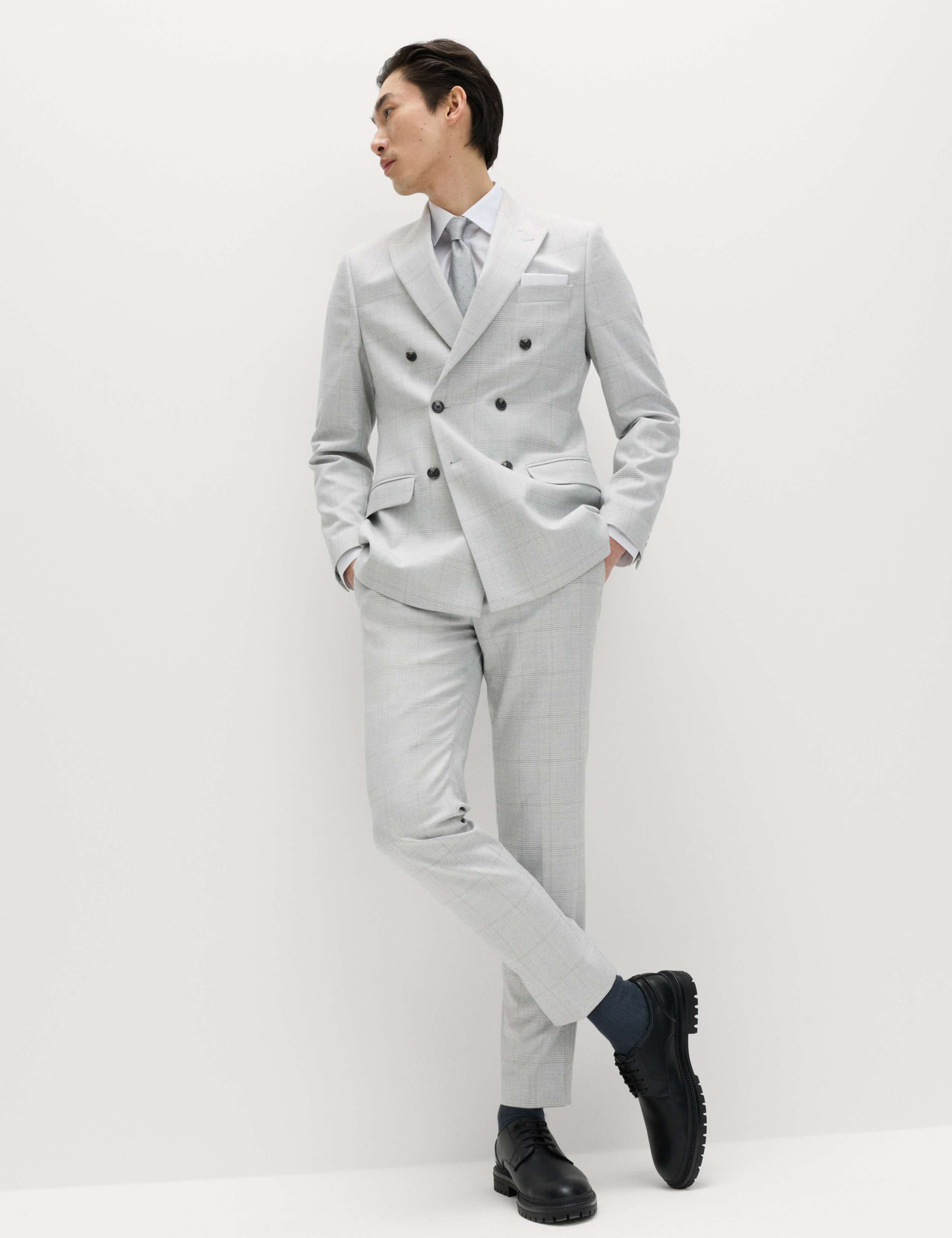 Slim Fit Check Stretch Suit Trousers 3 of 7