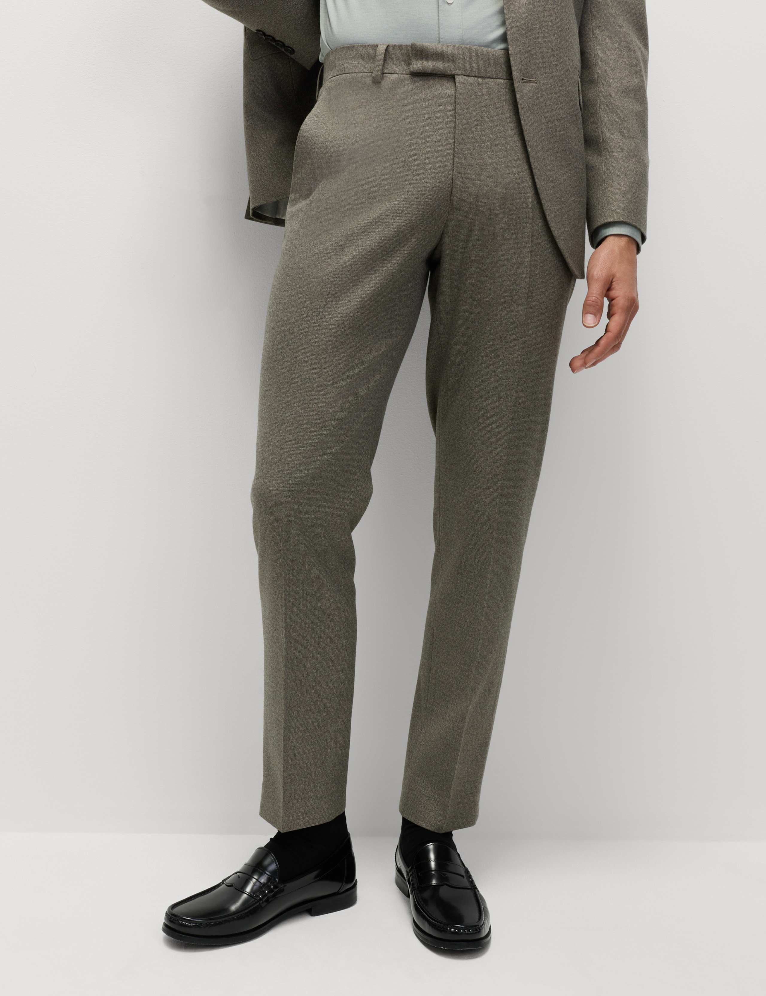 Slim Fit Flat Front Trousers 1 of 6