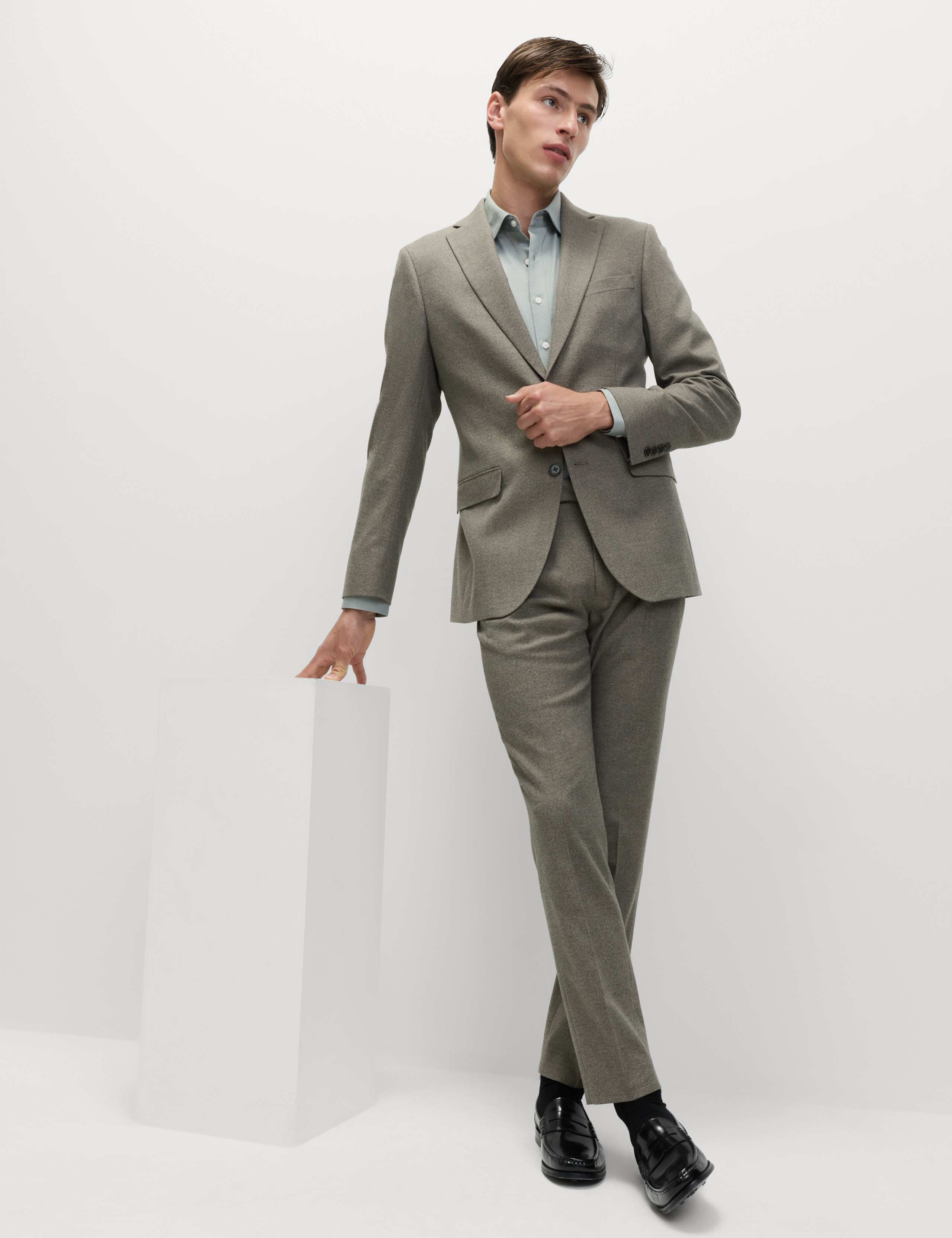 Slim Fit Flat Front Trousers 3 of 6