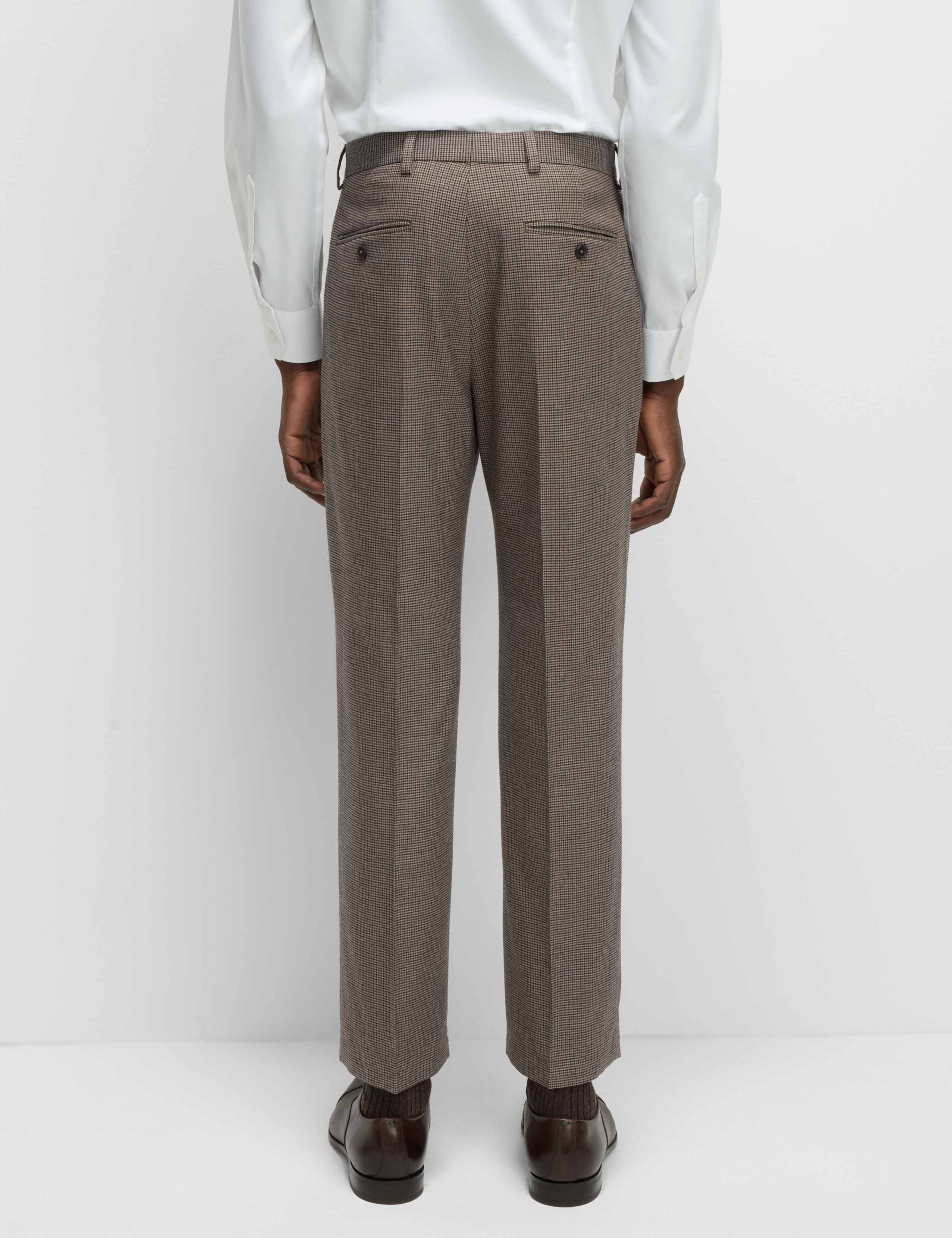 Regular Fit Puppytooth Stretch Suit Trousers 4 of 7