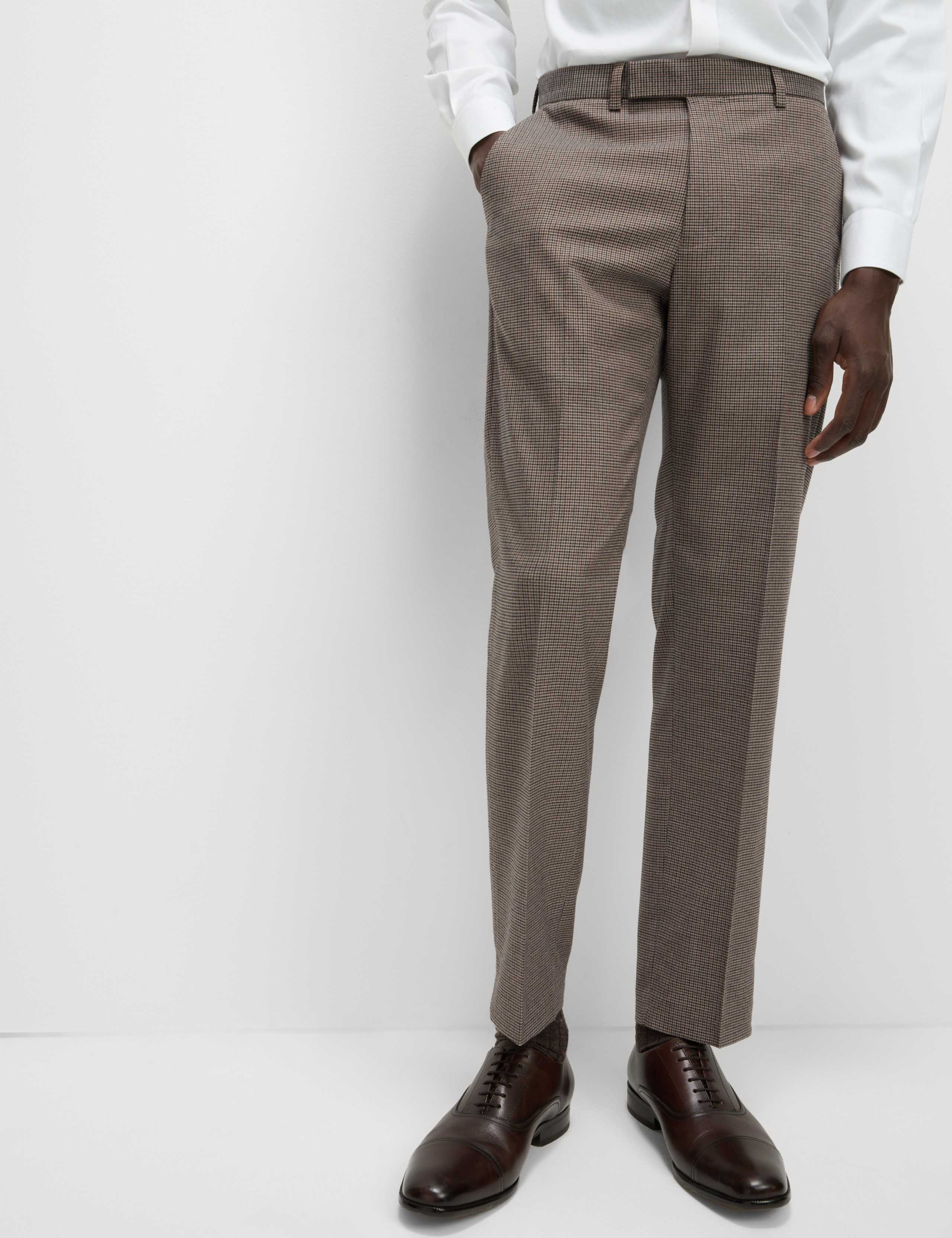 Regular Fit Puppytooth Stretch Suit Trousers 6 of 7