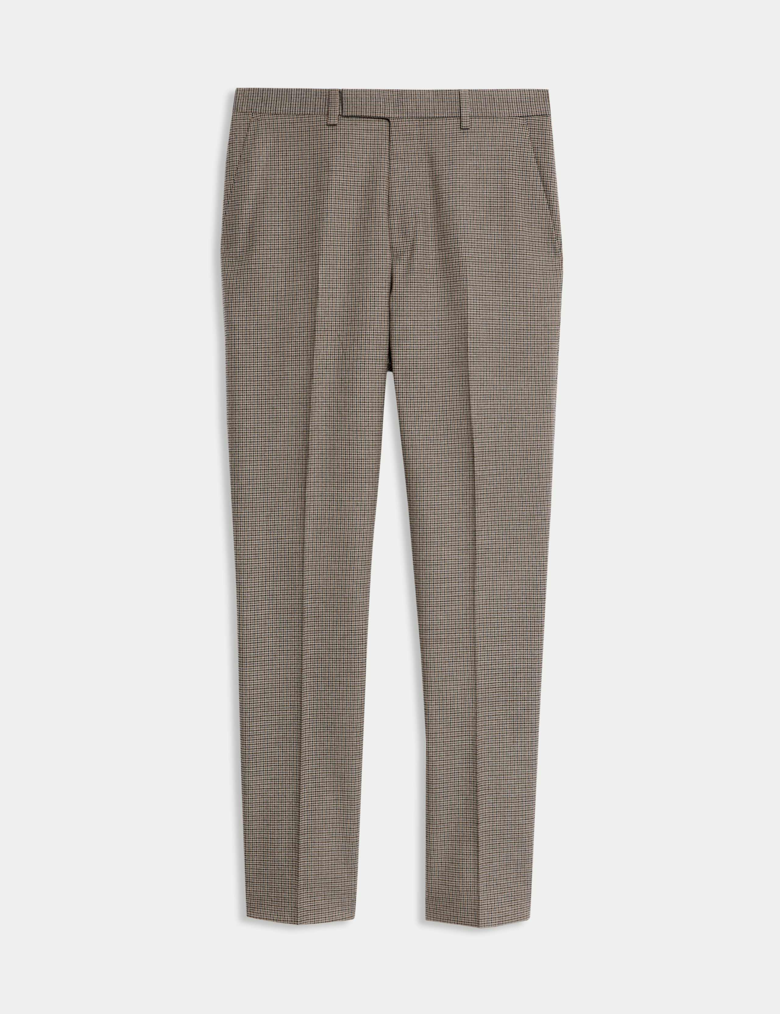 Regular Fit Puppytooth Stretch Suit Trousers 2 of 7