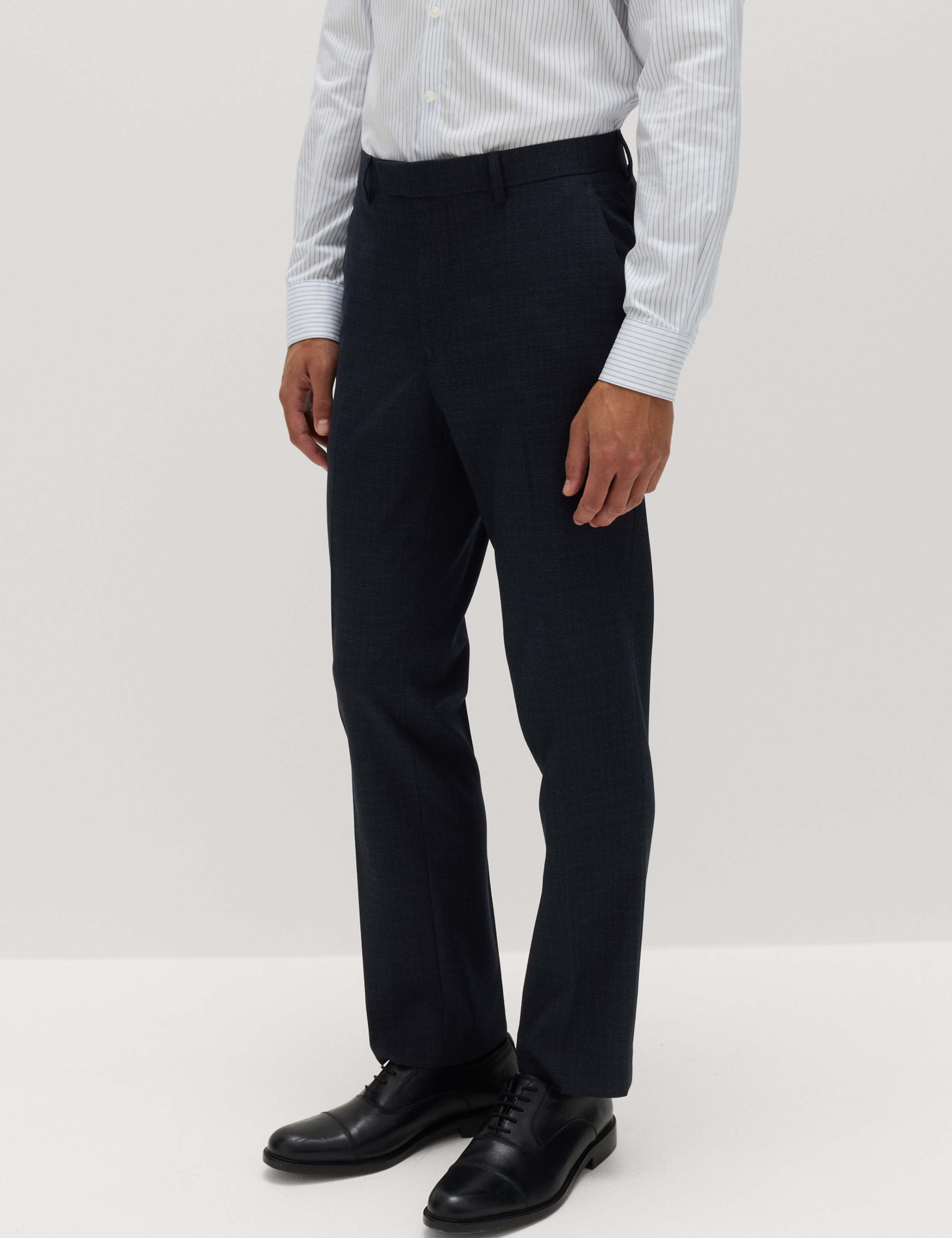 Regular Fit Textured Stretch Suit Trousers 1 of 6