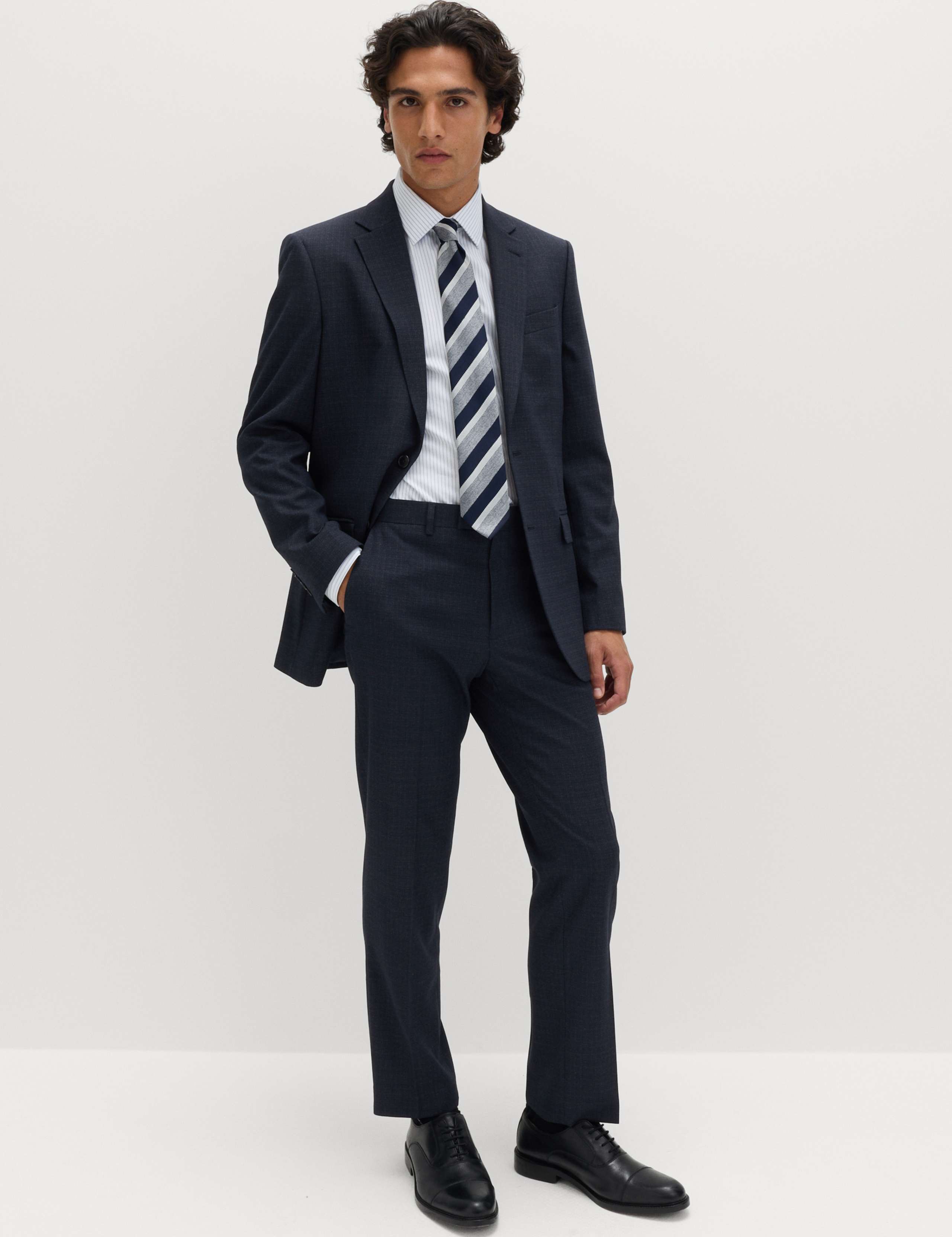 Regular Fit Textured Stretch Suit Trousers 3 of 6