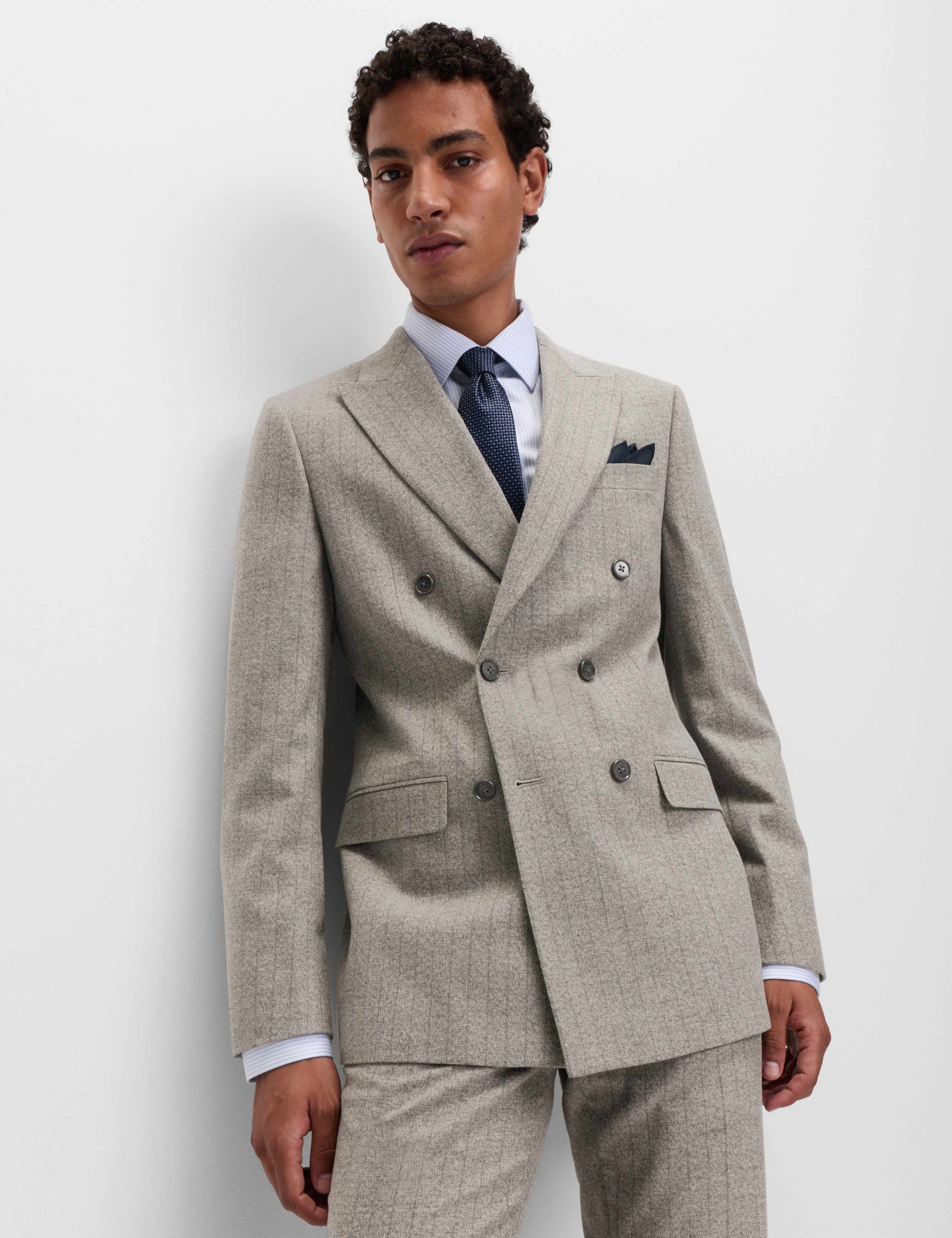 Slim Fit Pinstripe Double Breasted Jacket 1 of 6