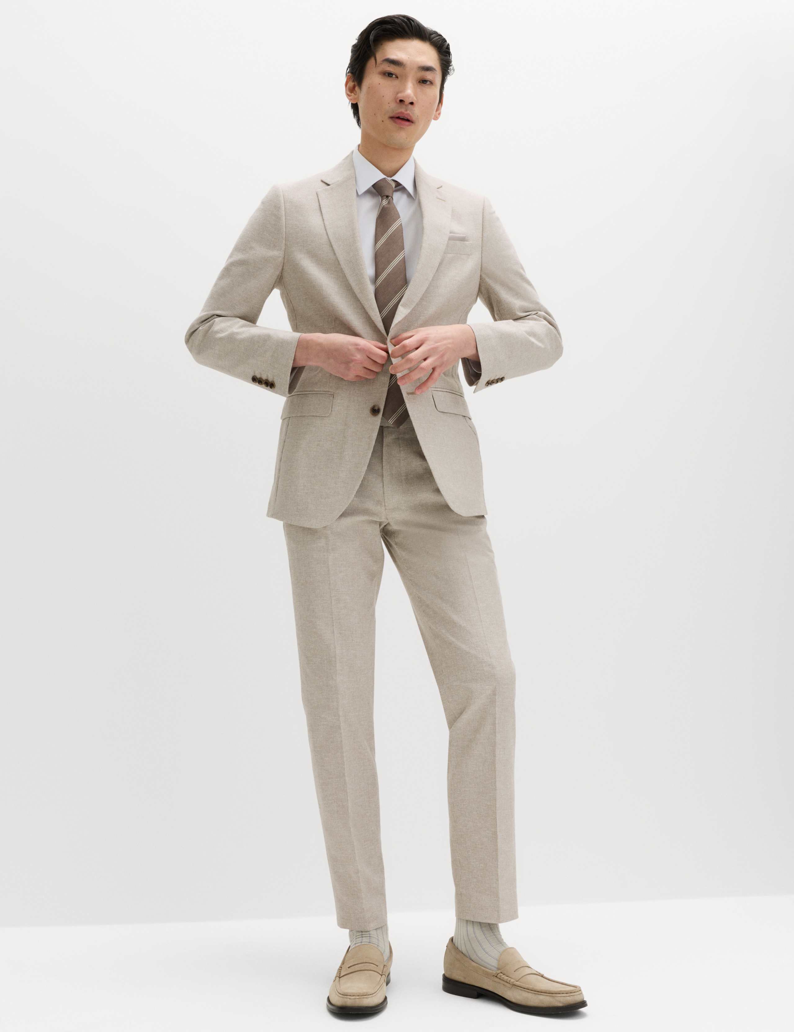 Tailored Fit Cotton Linen Striped Jacket 3 of 6