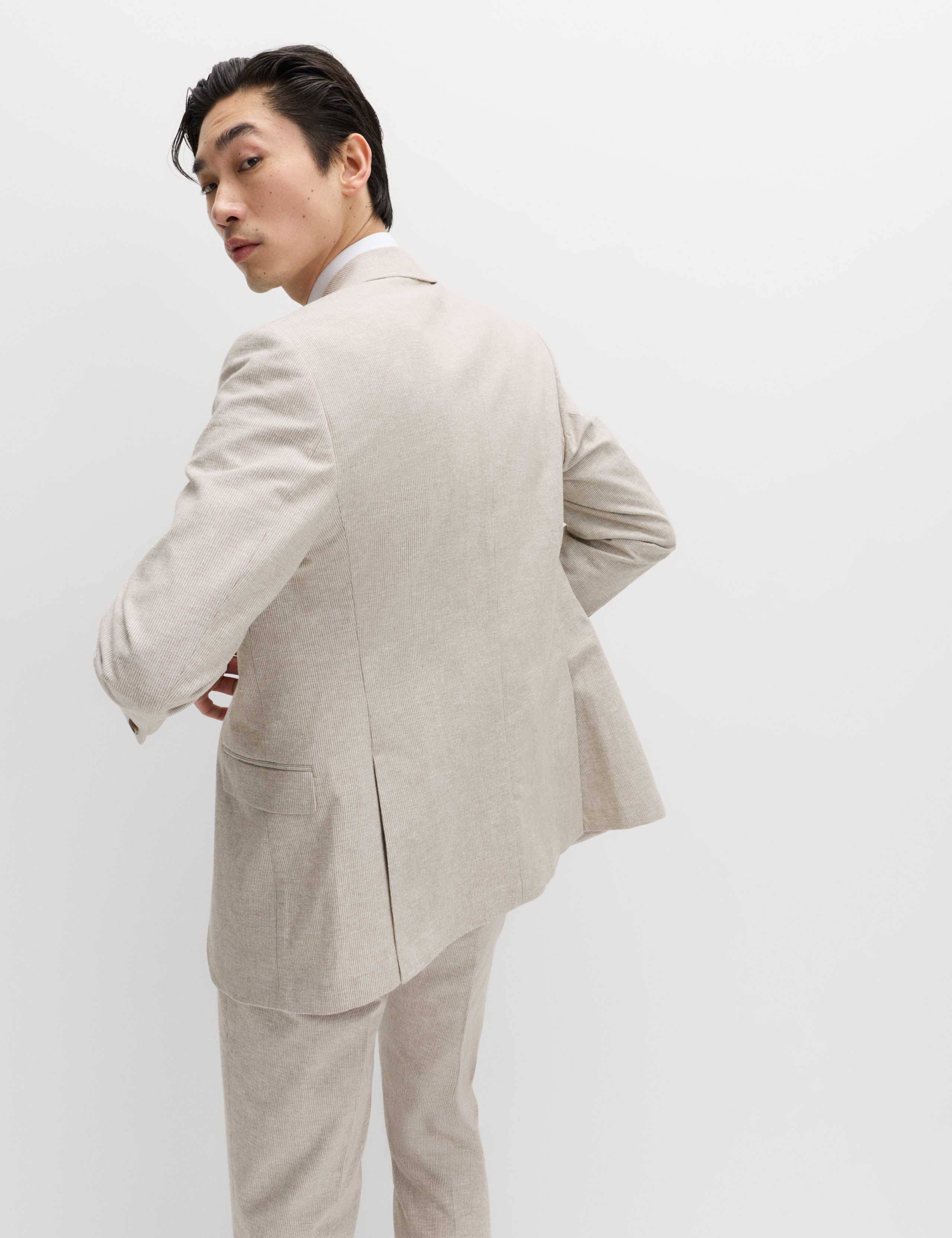 Tailored Fit Cotton Linen Striped Jacket 4 of 6