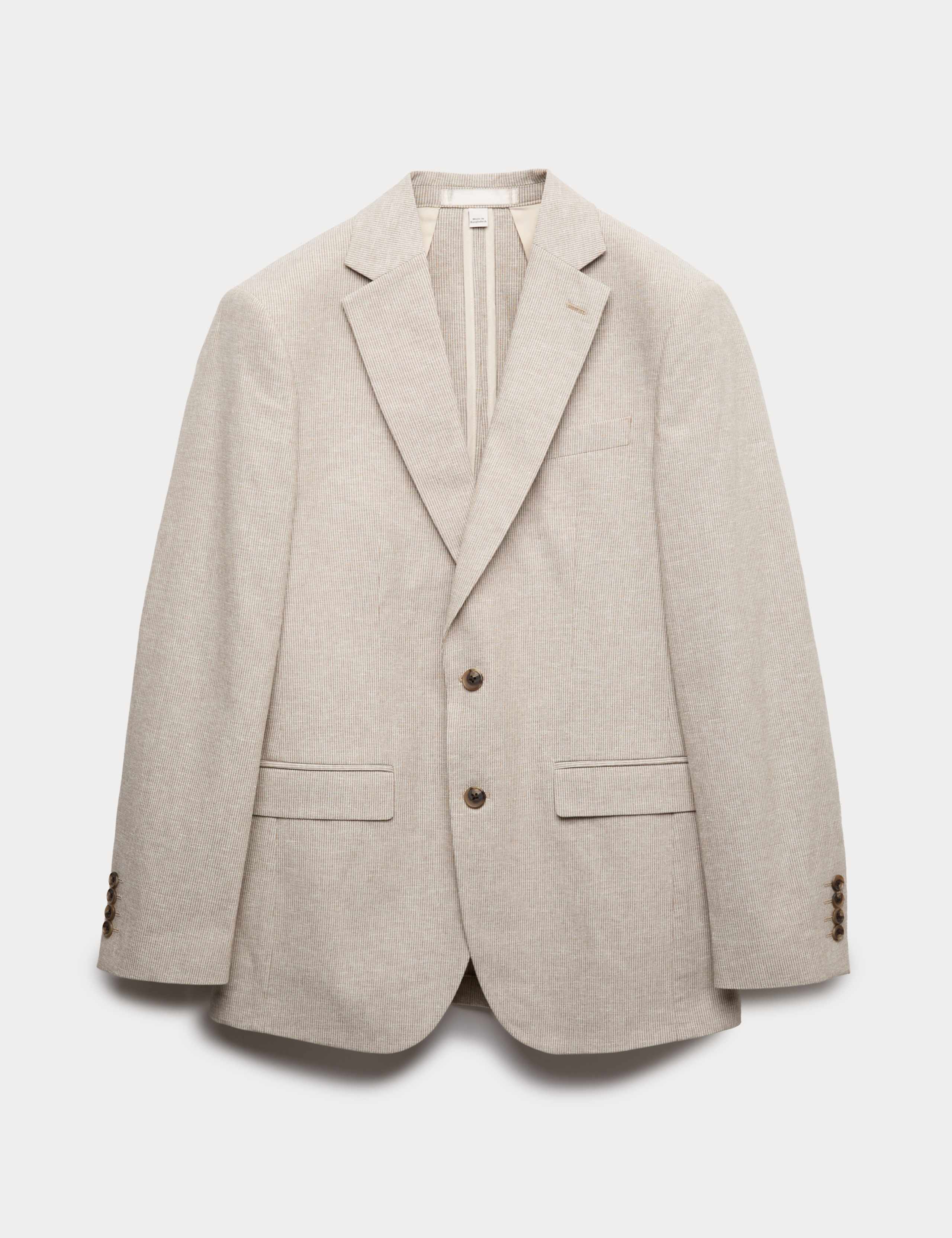 Tailored Fit Cotton Linen Striped Jacket 2 of 6