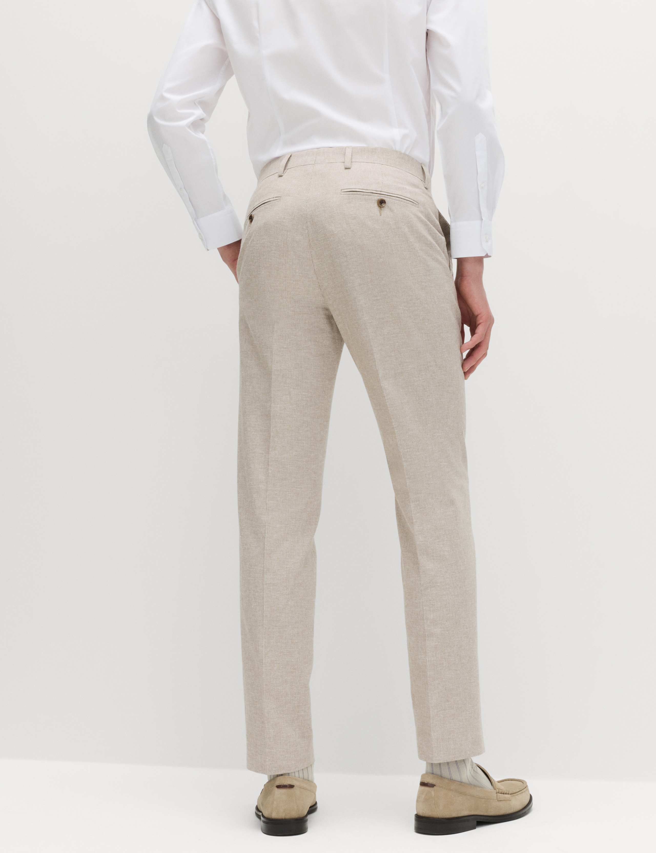 Tailored Fit Cotton Linen Striped Suit Trousers 3 of 6