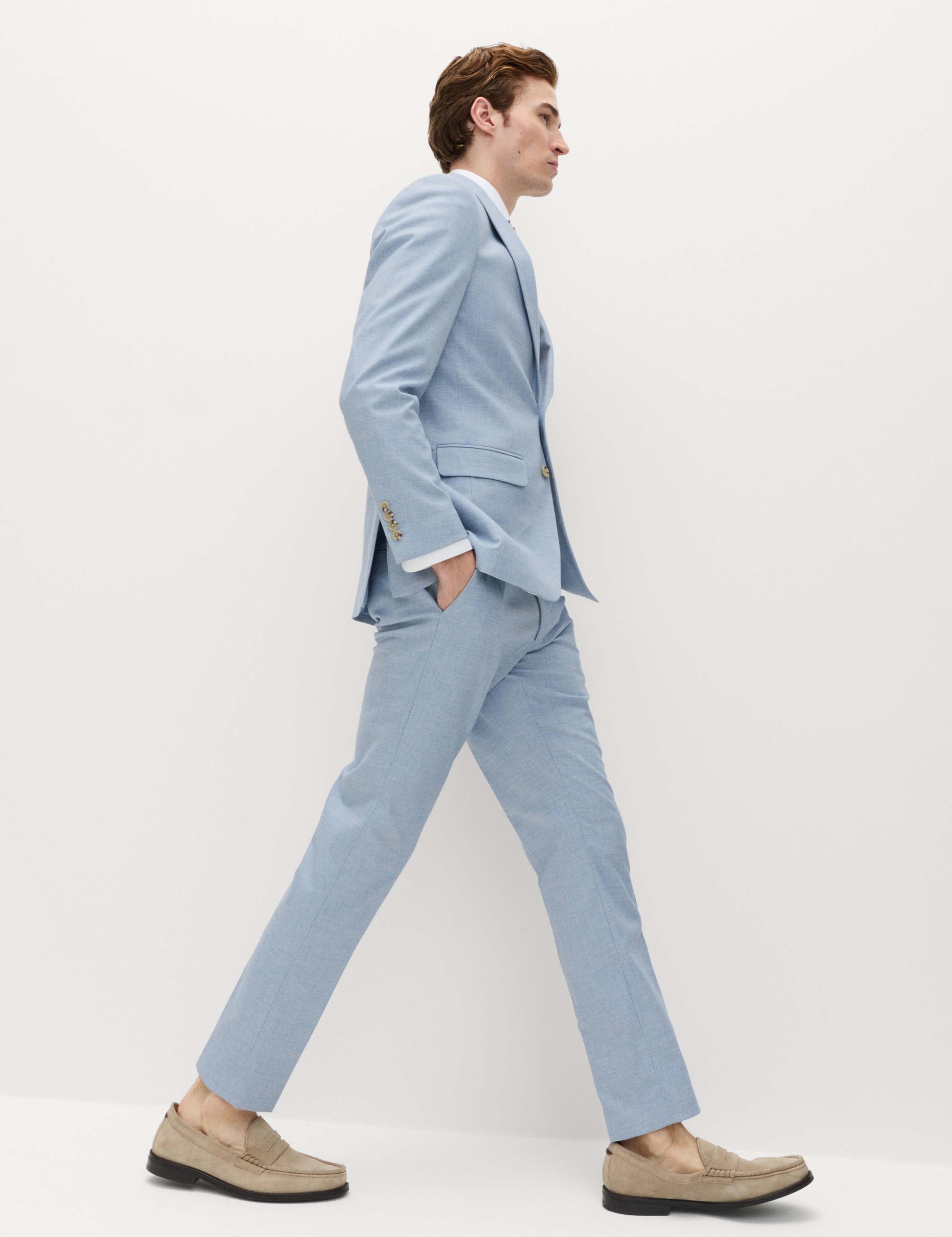 Slim Fit Textured Stretch Trousers 1 of 6