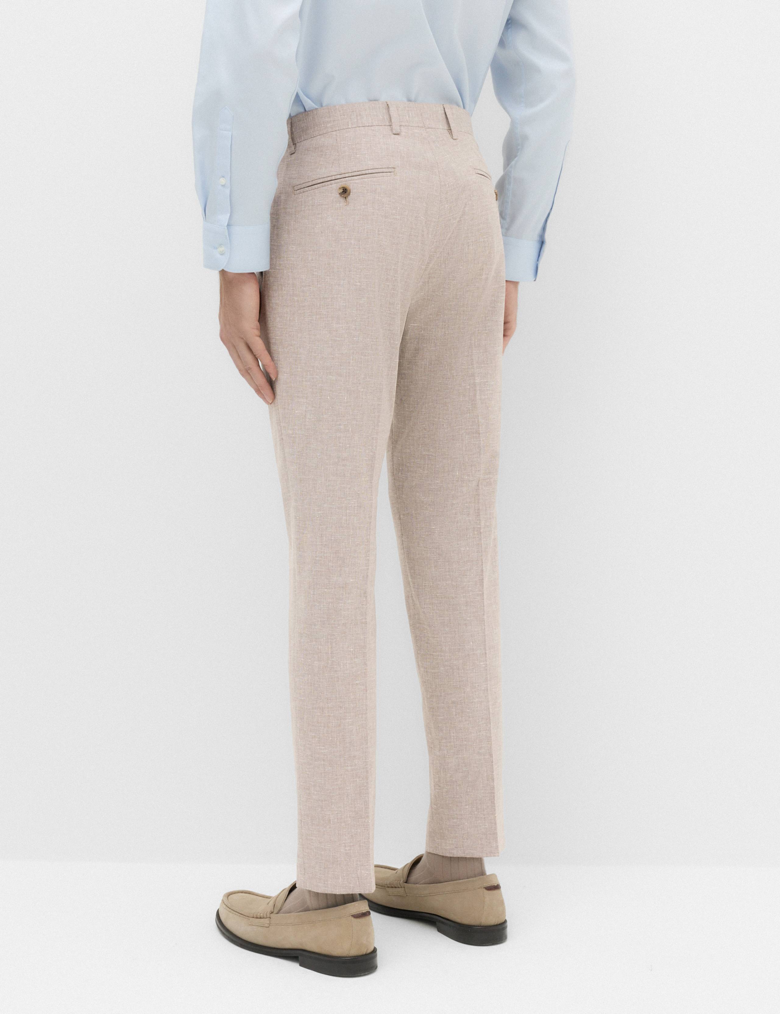 Slim Fit Linen Blend Stretch Suit Trousers 5 of 7