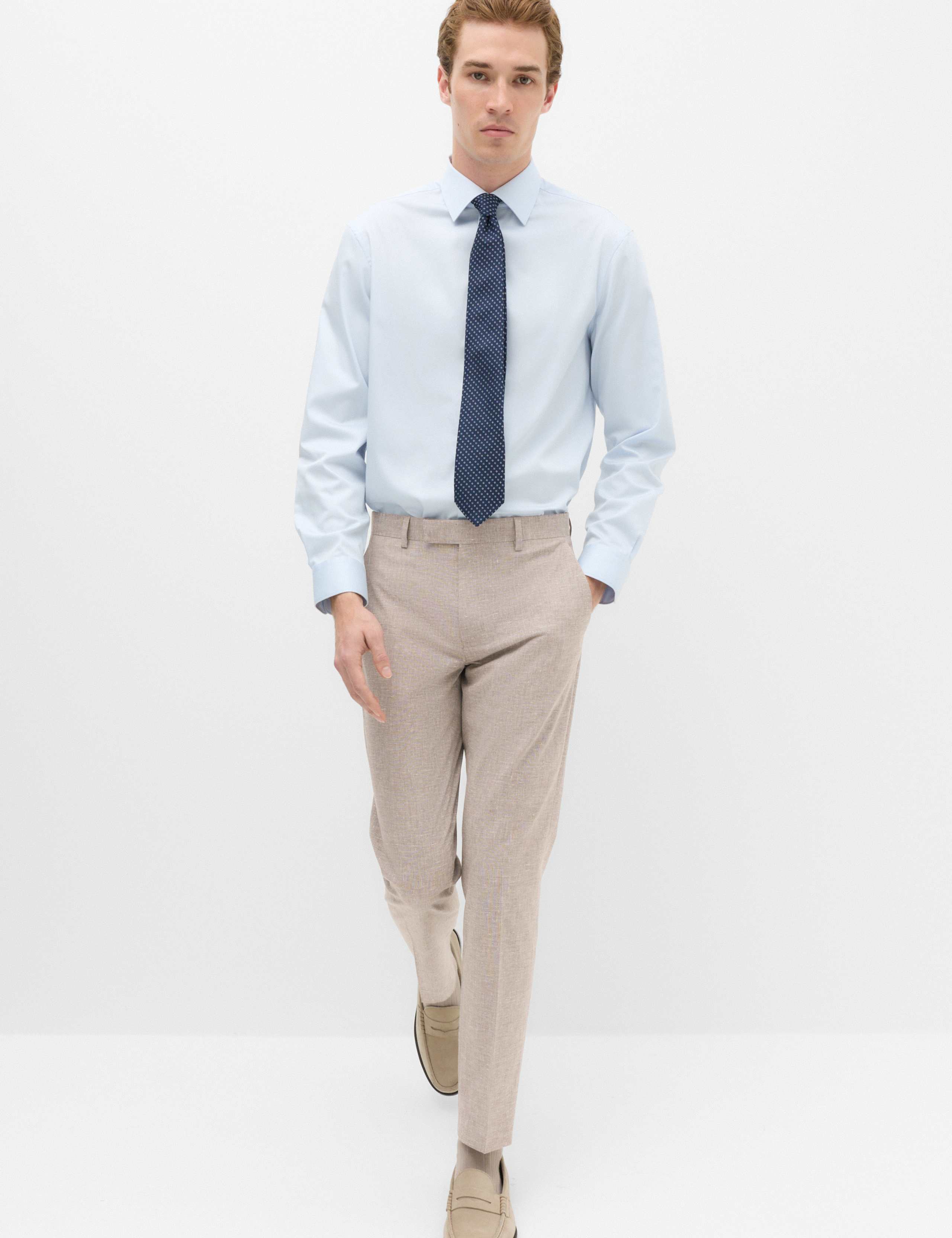 Slim Fit Linen Blend Stretch Suit Trousers 6 of 7