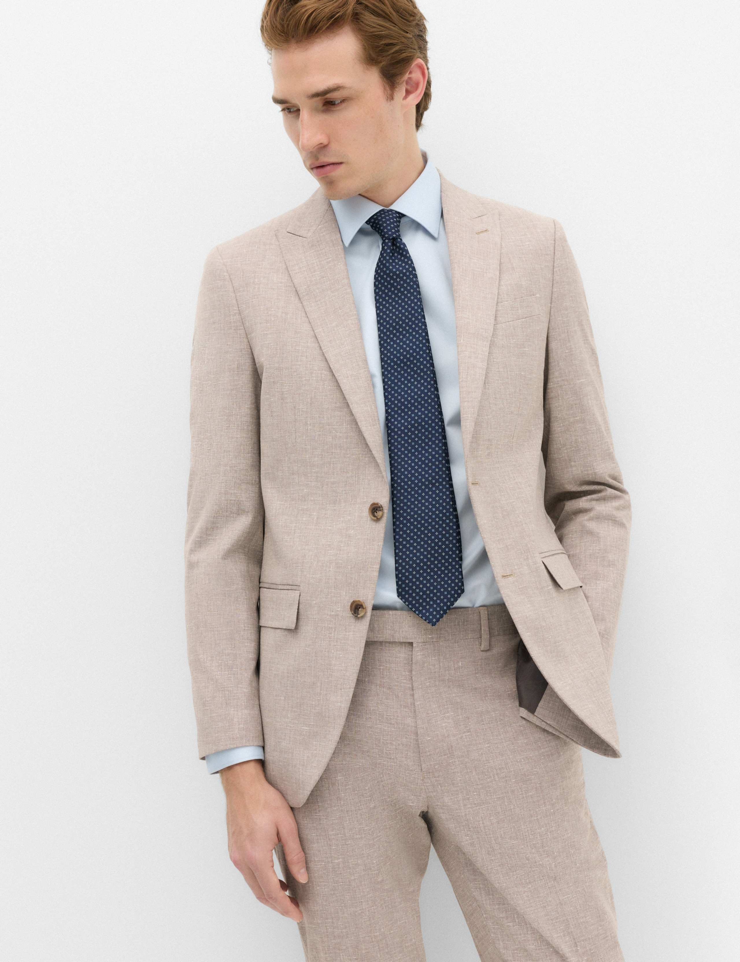 Slim Fit Linen Blend Stretch Suit Trousers 7 of 7
