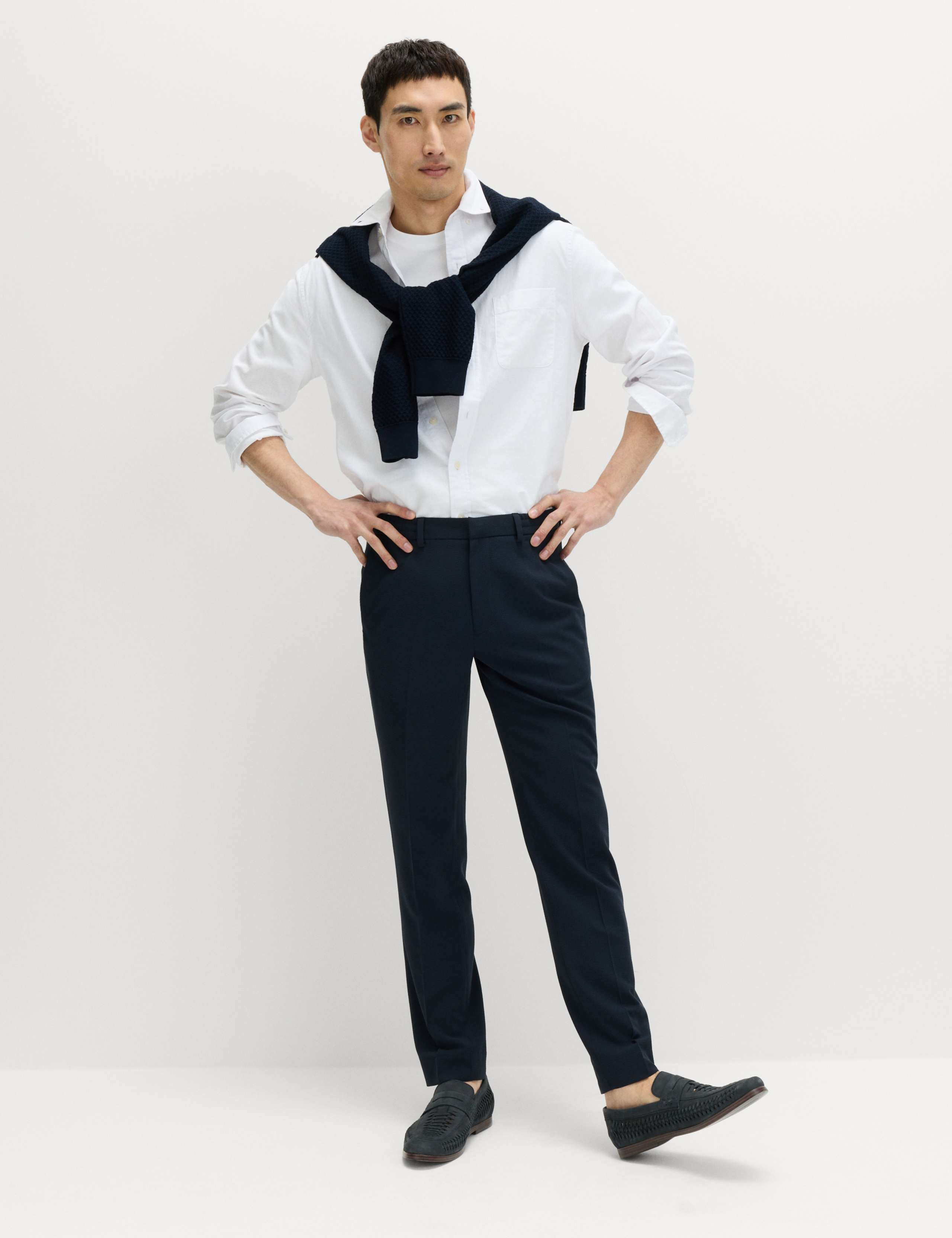 Tailored Fit Flat Front Stretch Trousers 1 of 7