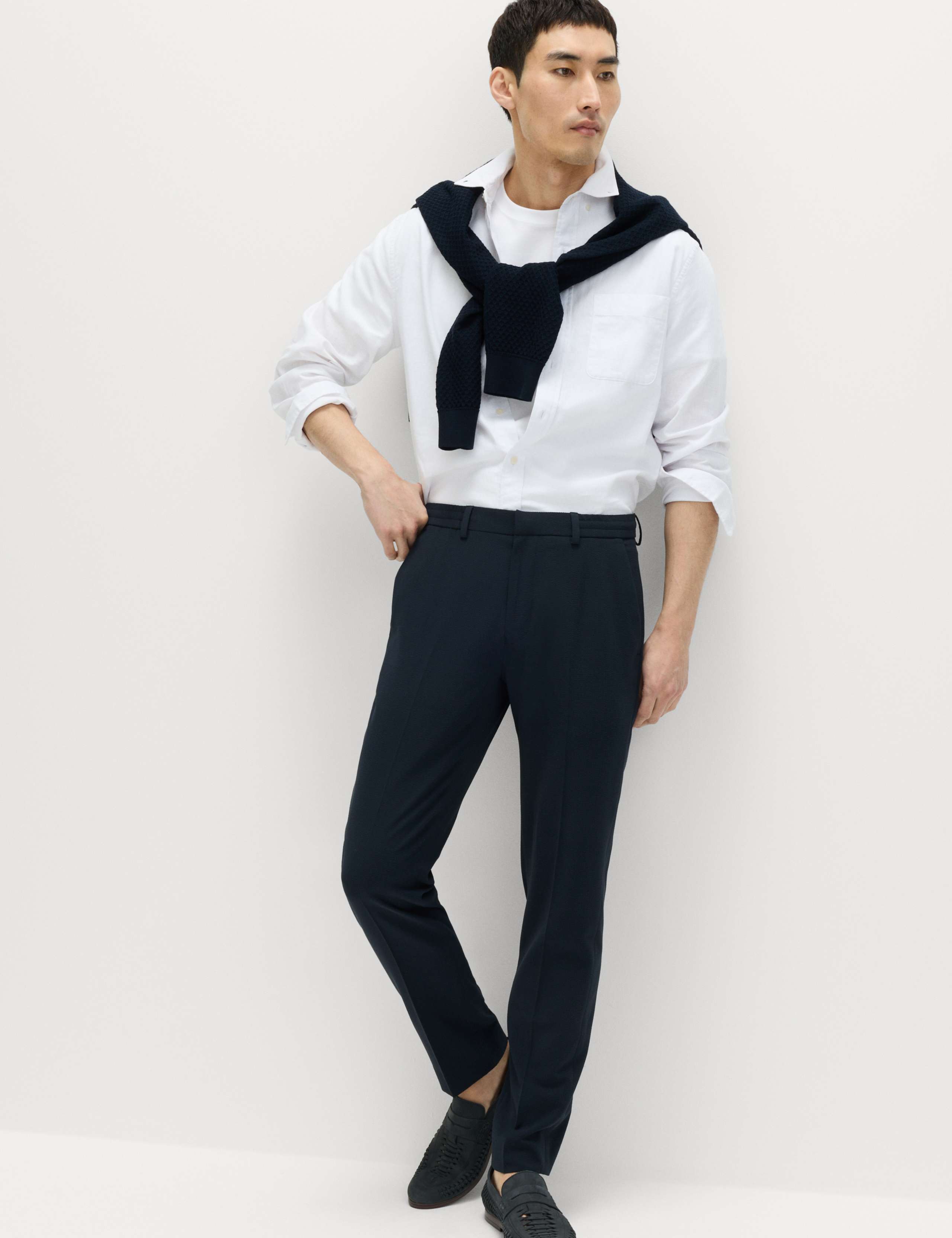 Tailored Fit Flat Front Stretch Trousers 6 of 7