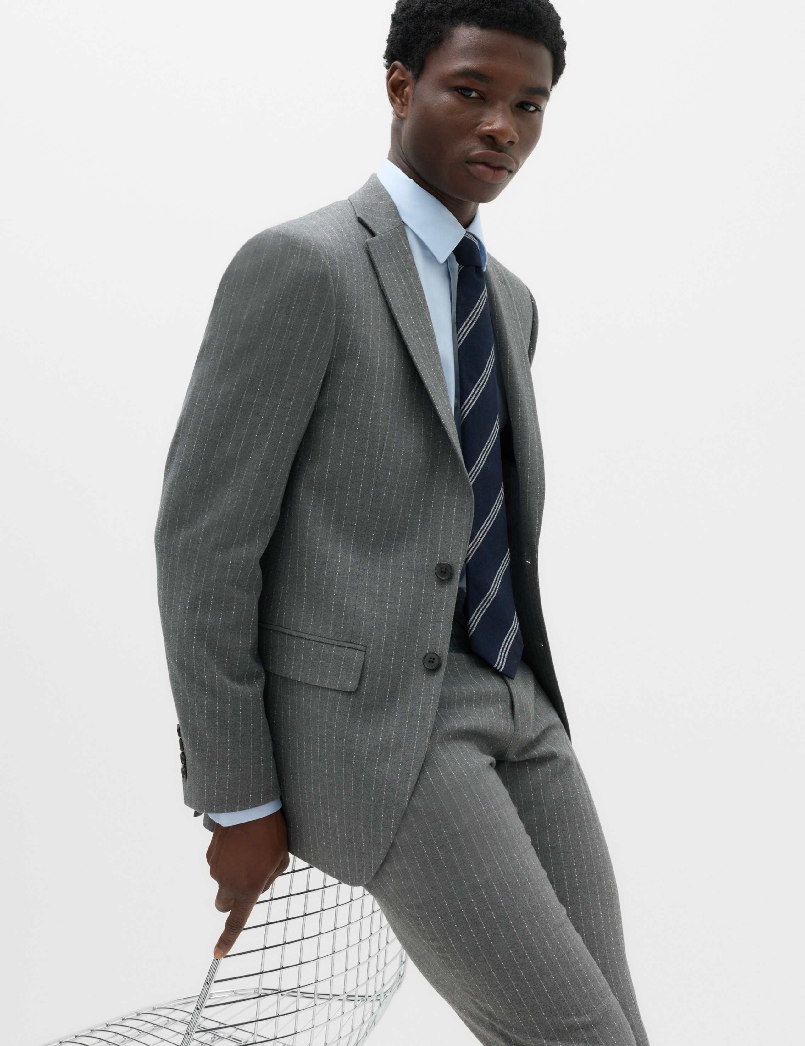 Slim Fit Pin Stripe Stretch Suit Jacket 6 of 6