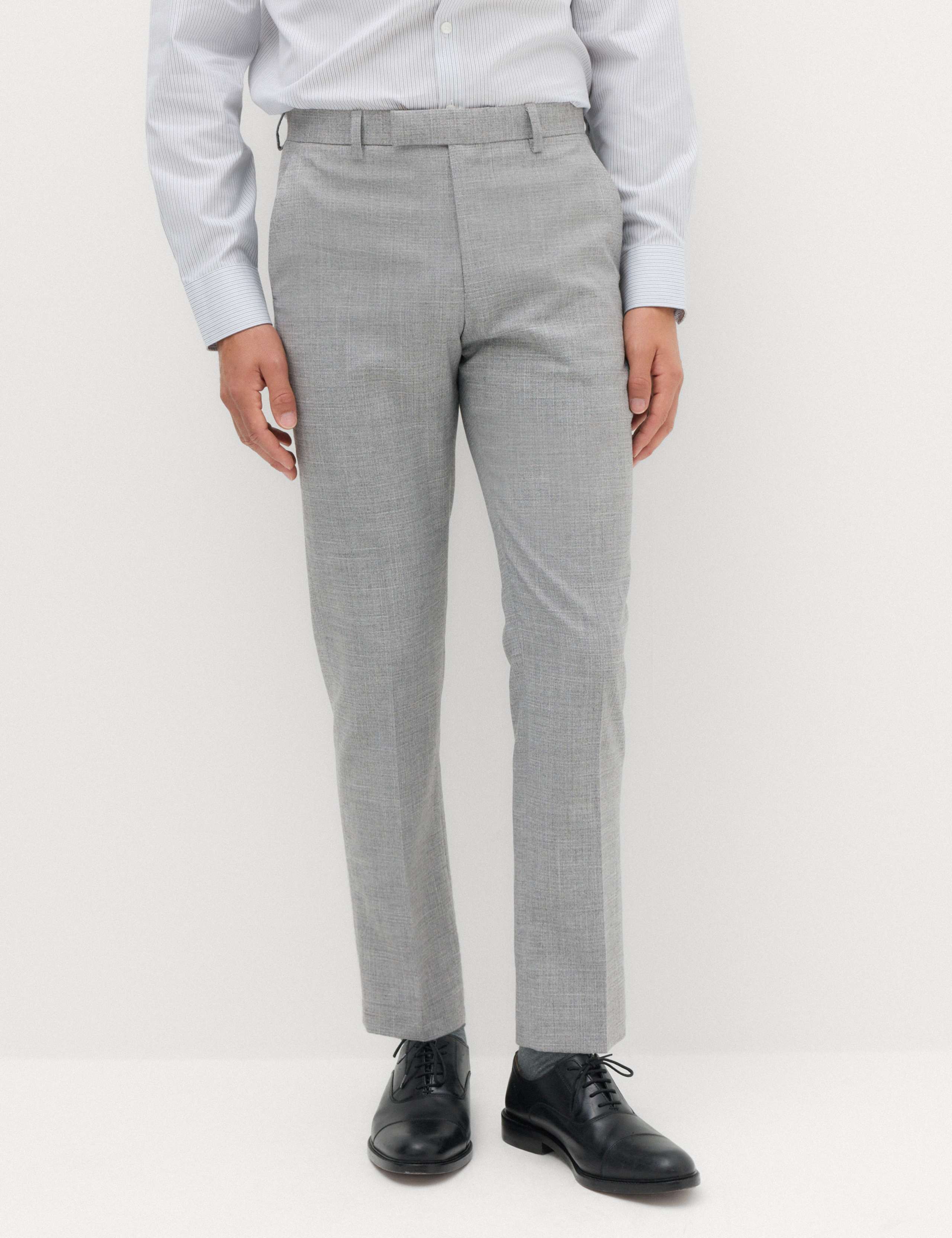 Regular Fit Textured Stretch Suit Trousers 1 of 7