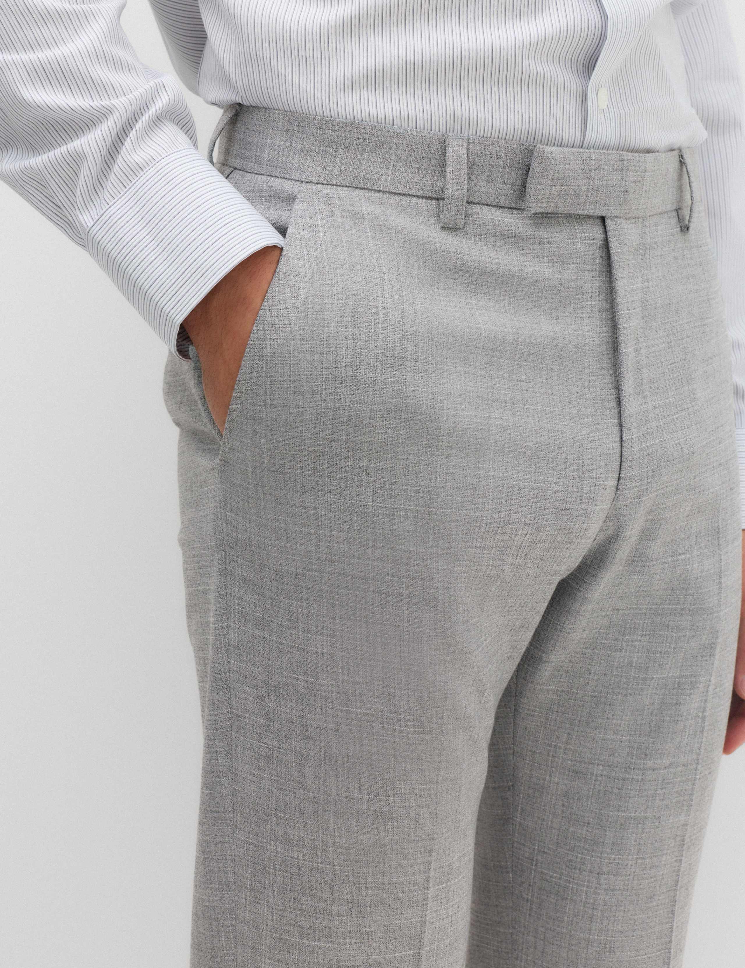 Regular Fit Textured Stretch Suit Trousers 3 of 7