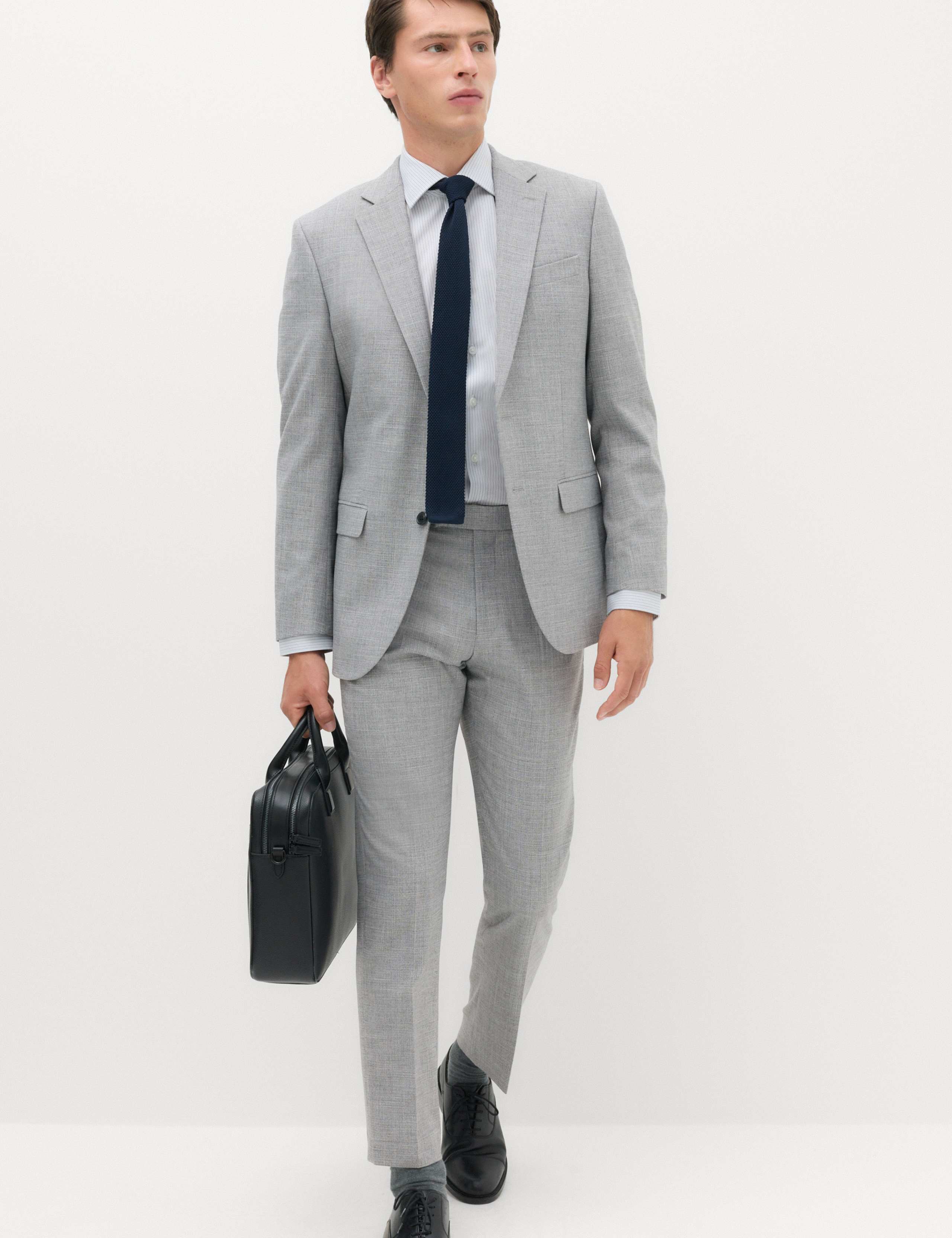 Regular Fit Textured Stretch Suit Trousers 6 of 7