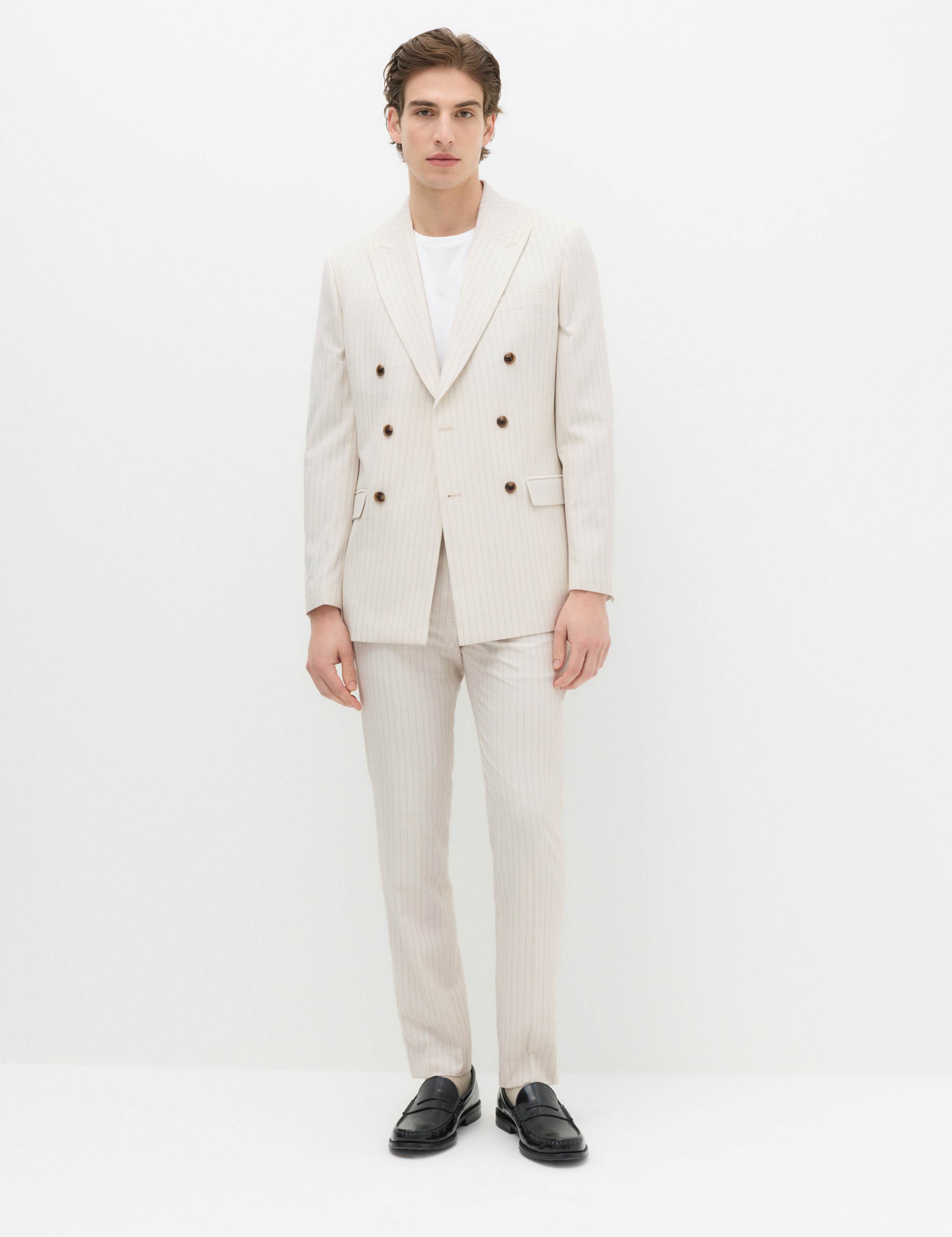Slim Fit Pinstripe Double Breasted Jacket 3 of 8