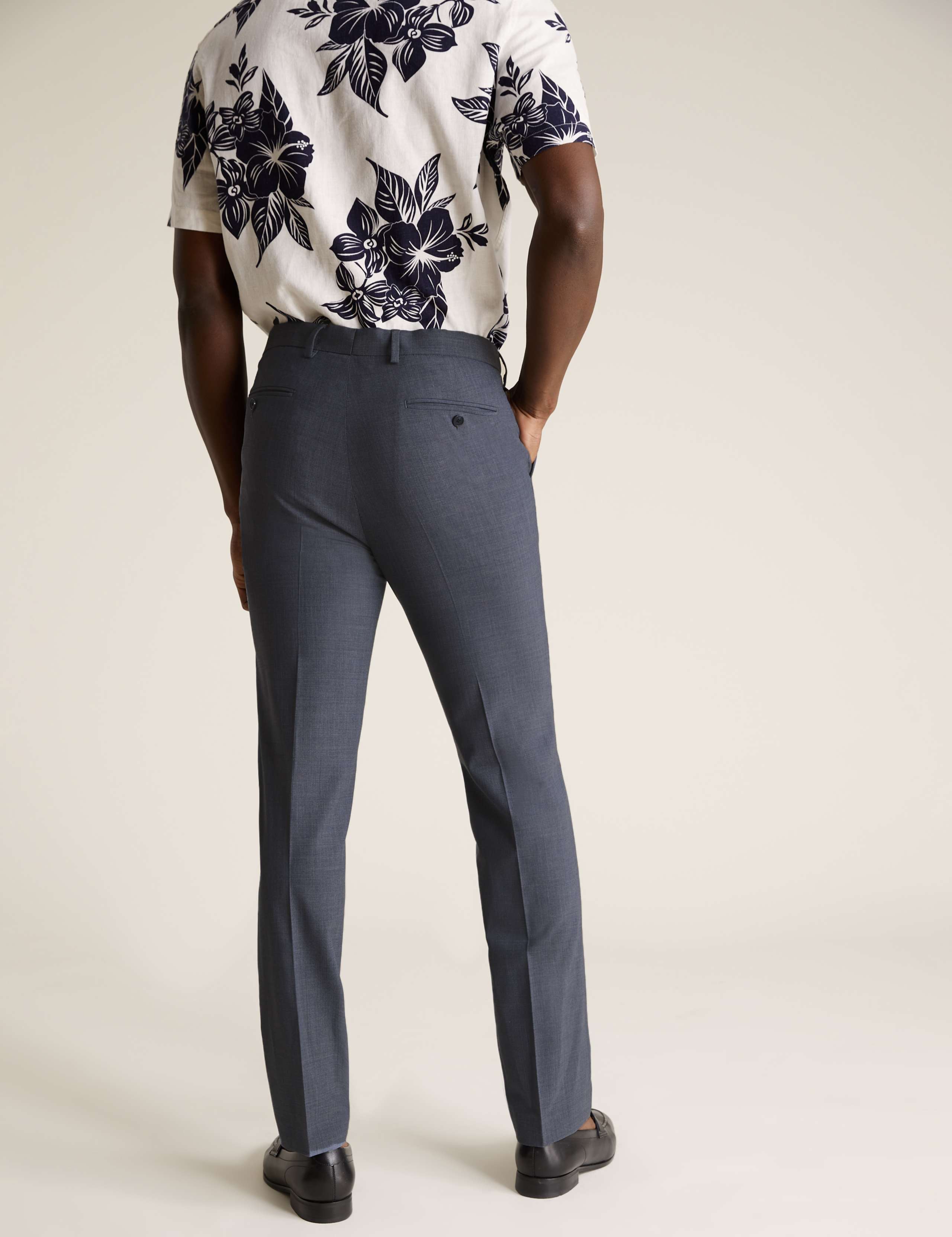 Airforce Blue Regular Fit Wool Trousers 3 of 10