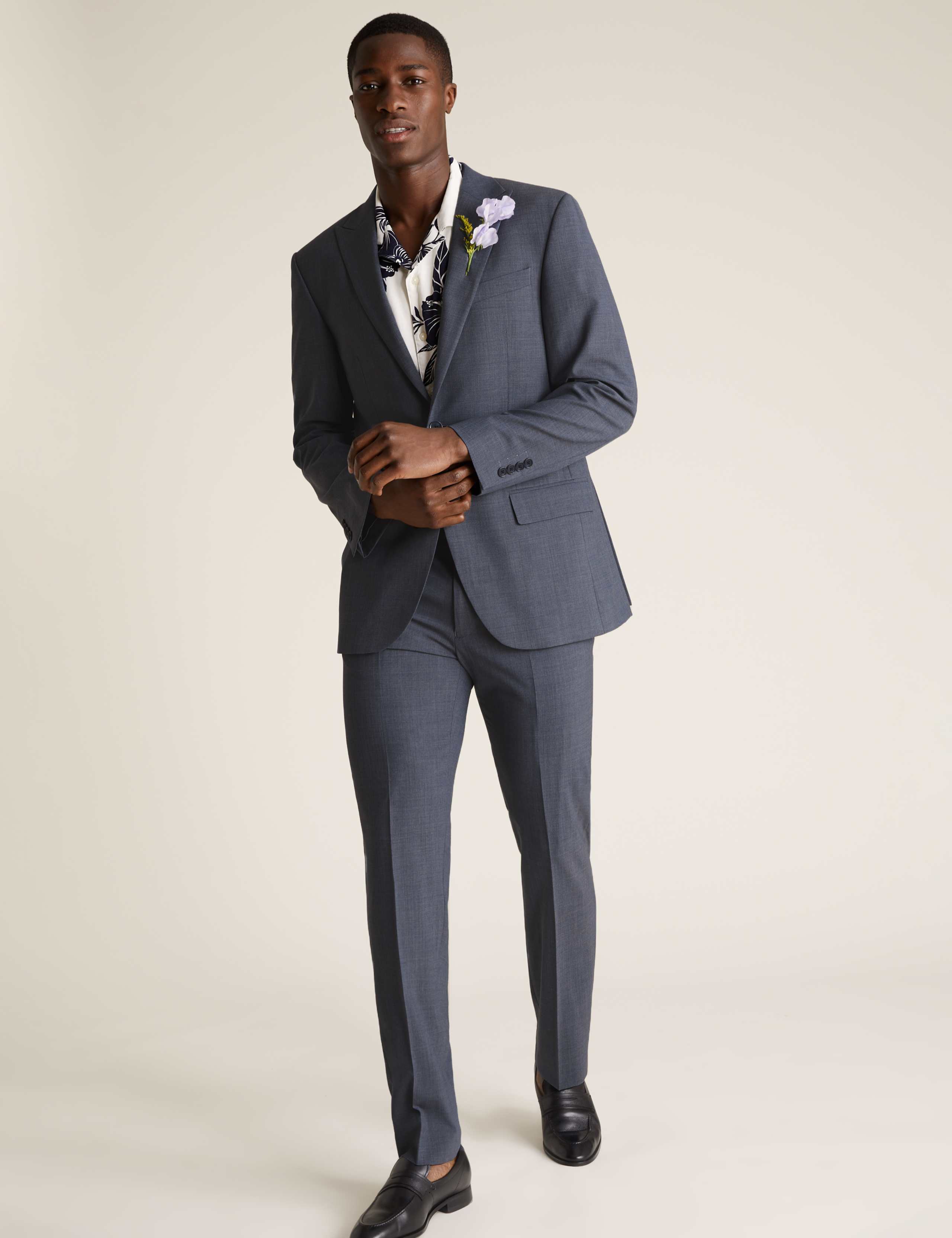 Airforce Blue Regular Fit Wool Trousers 6 of 10