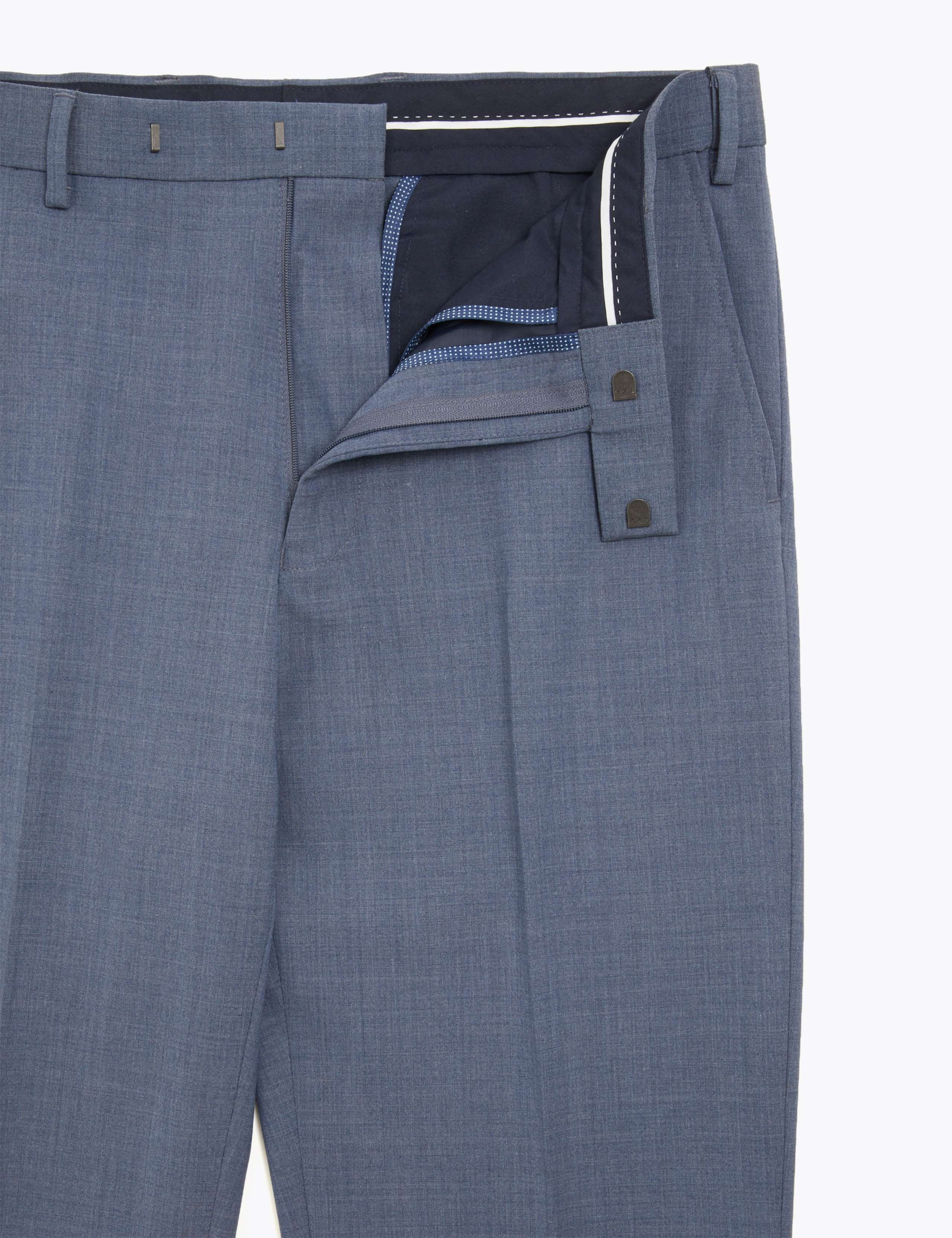 Airforce Blue Regular Fit Wool Trousers 10 of 10