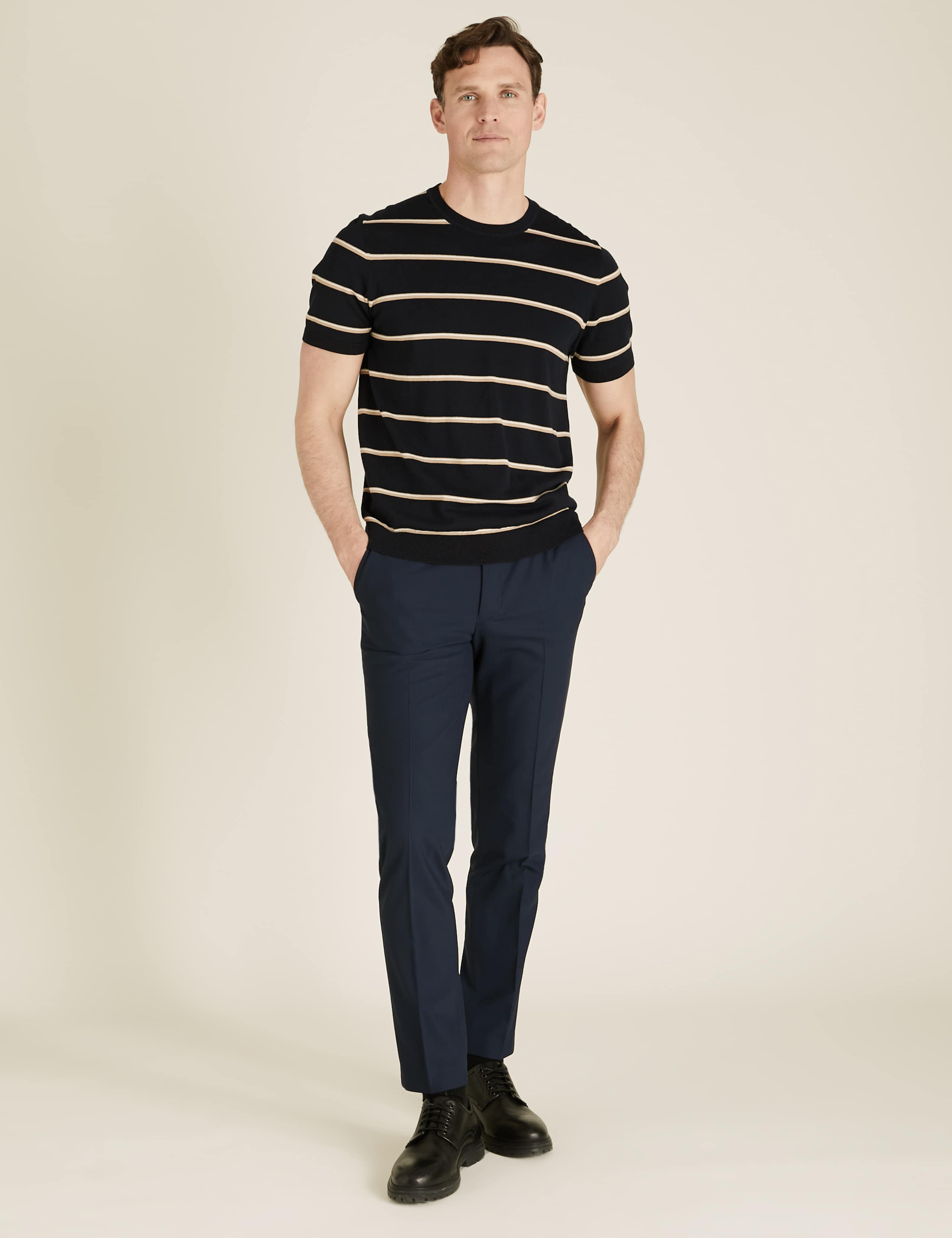 The Ultimate Navy Tailored Fit Suit Trousers 1 of 8