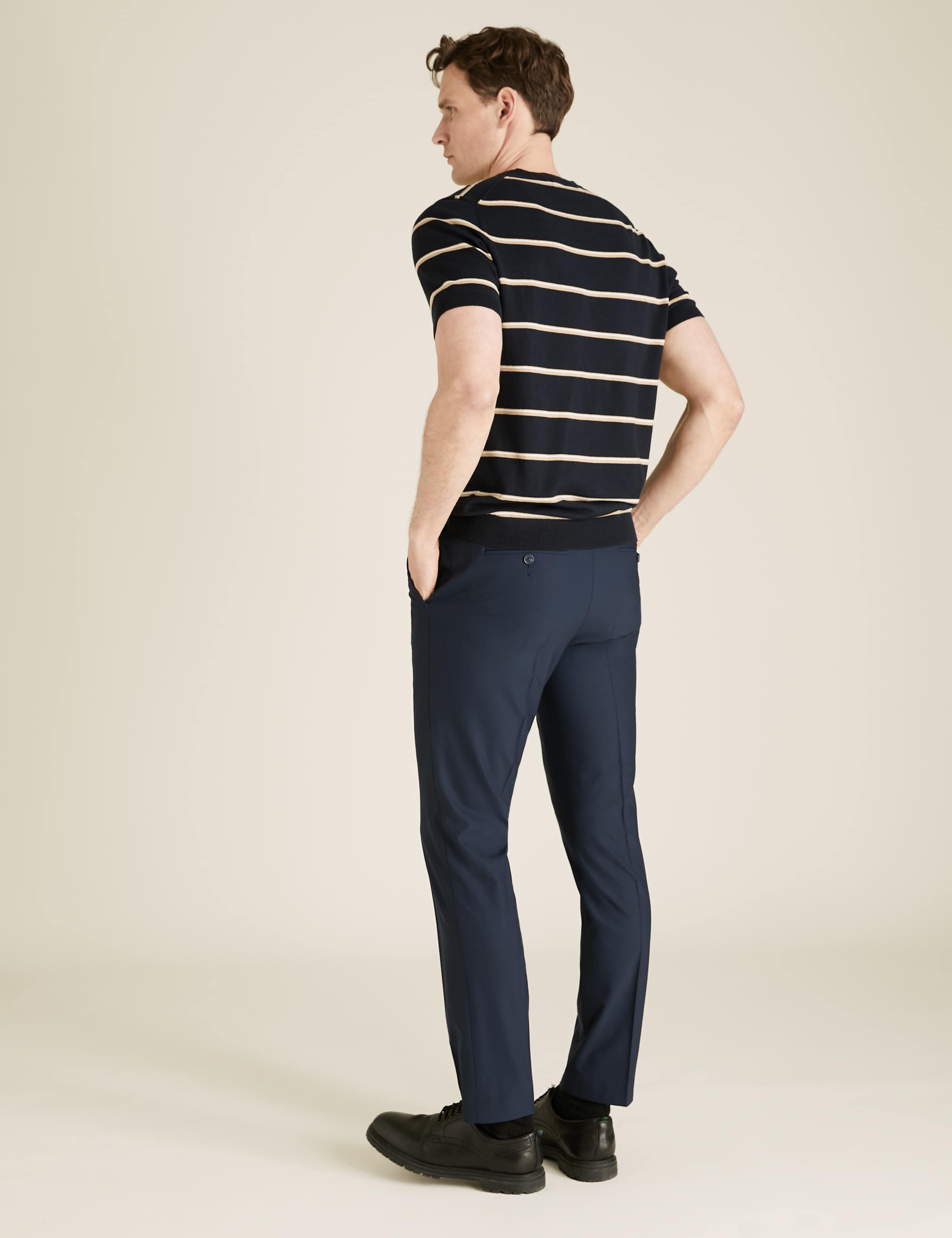 The Ultimate Navy Tailored Fit Suit Trousers 3 of 8