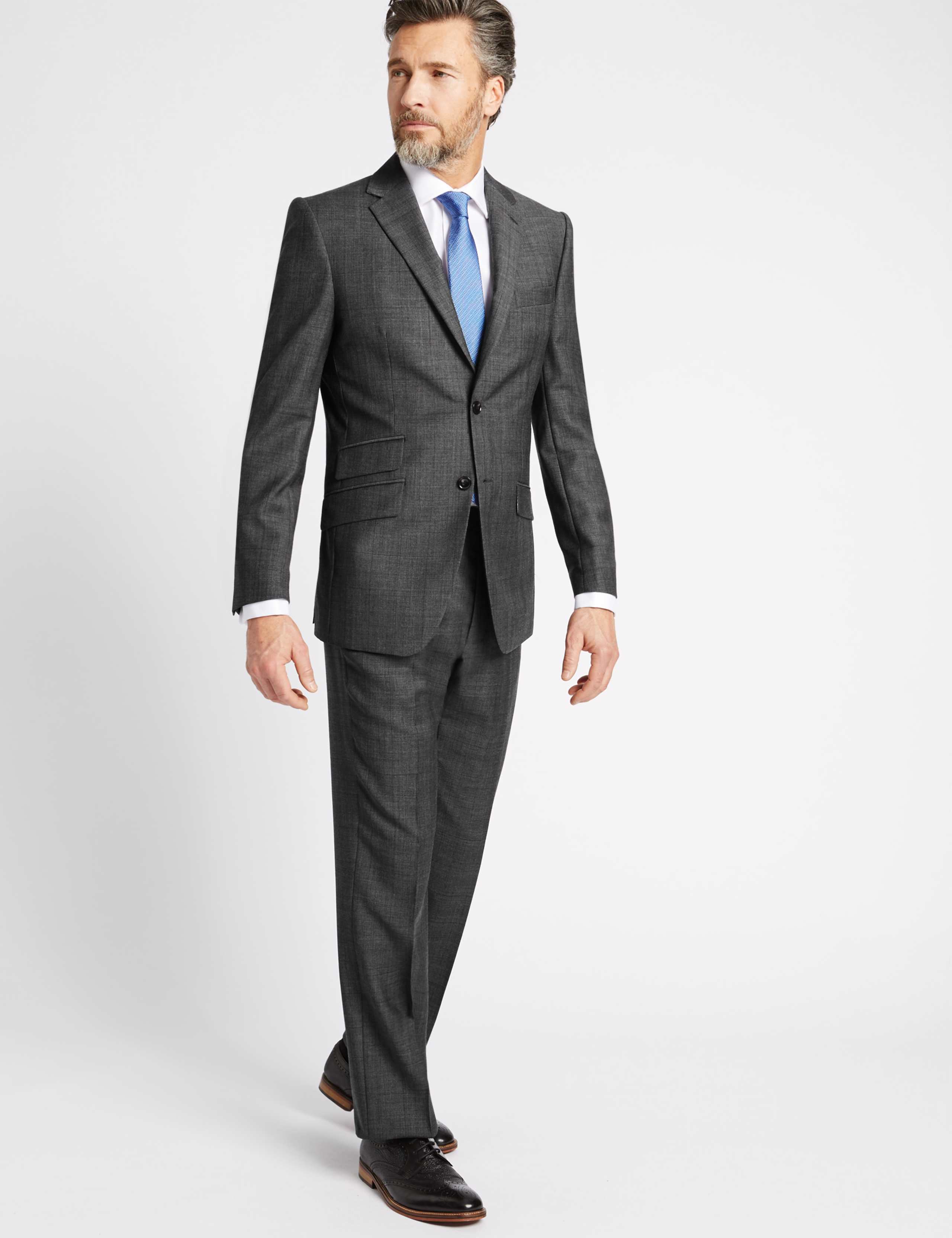 Grey Textured Regular Fit Wool Jacket 1 of 9