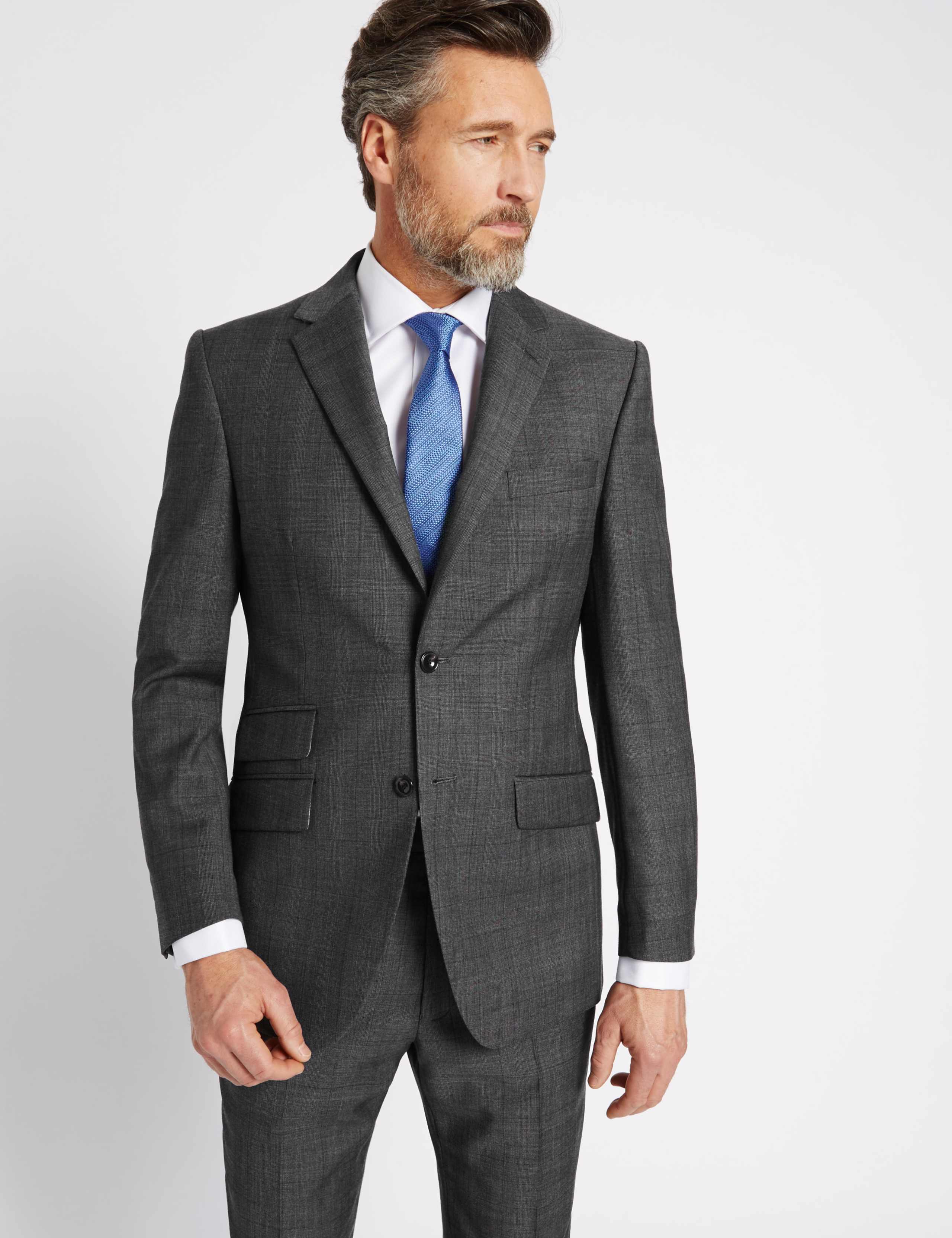 Grey Textured Regular Fit Wool Jacket 3 of 9