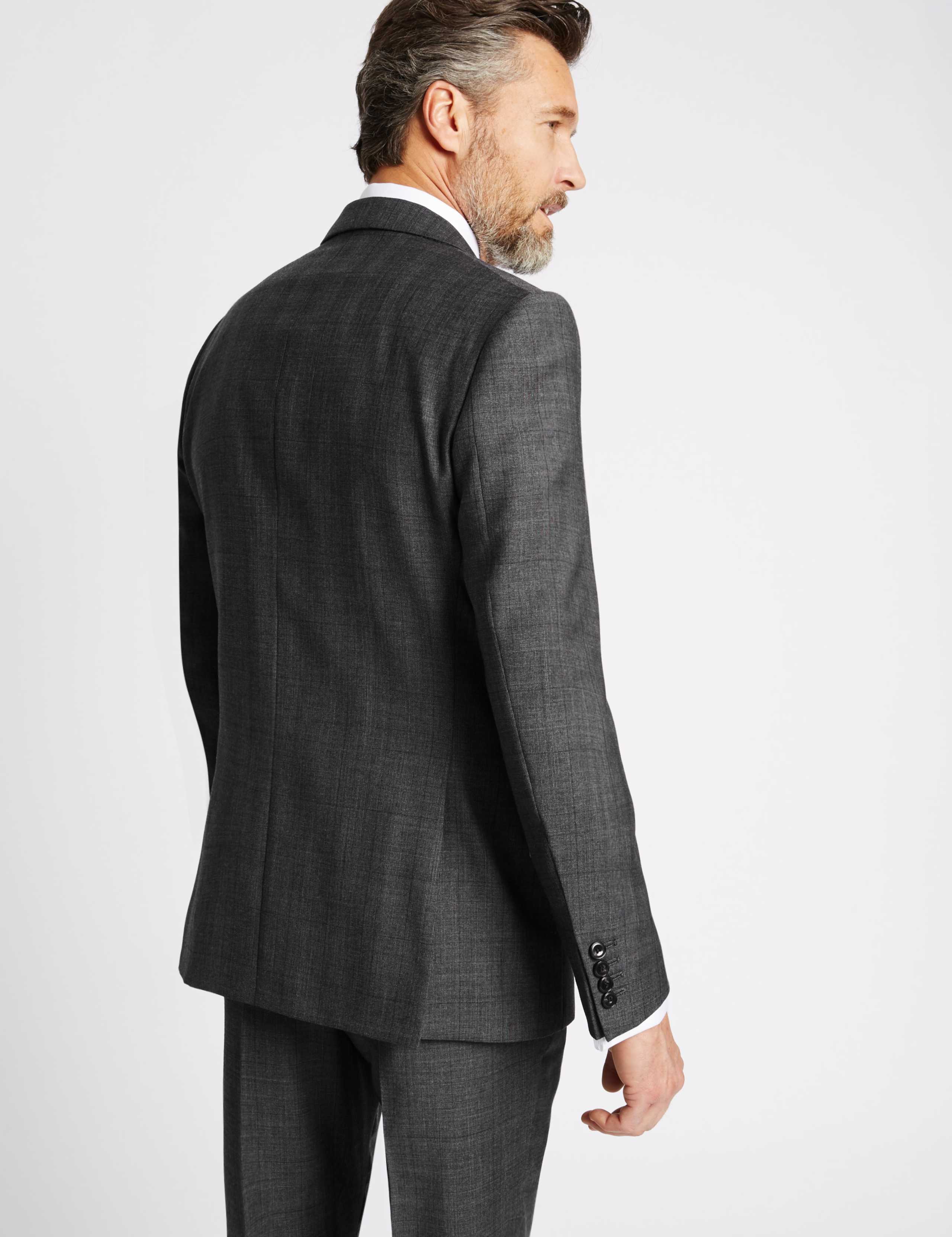 Grey Textured Regular Fit Wool Jacket 4 of 9