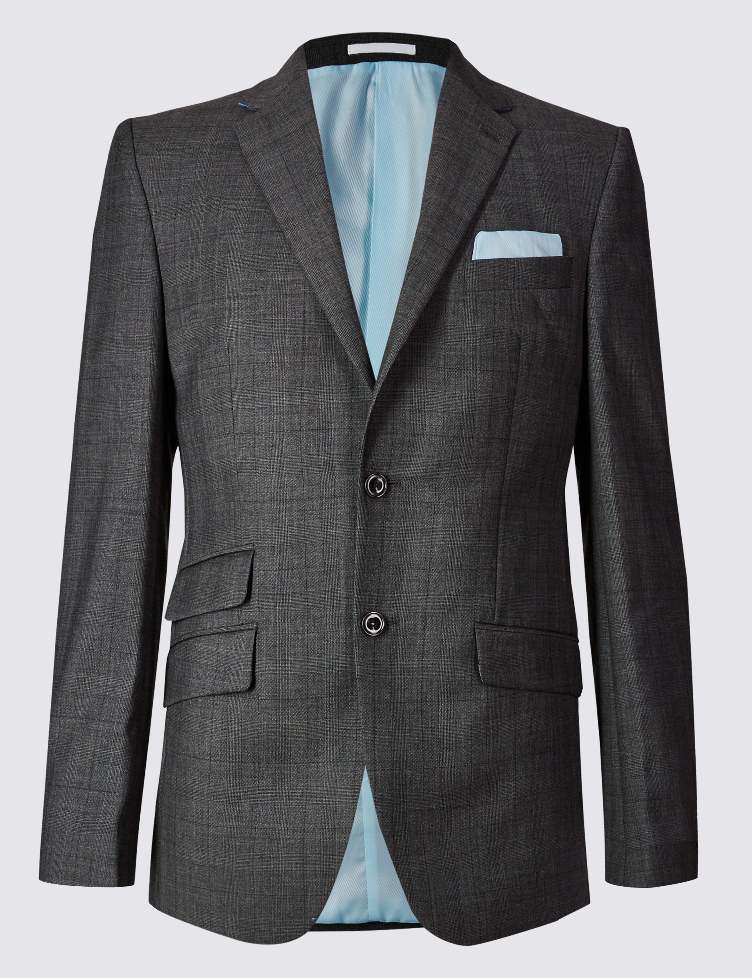 Grey Textured Regular Fit Wool Jacket 2 of 9