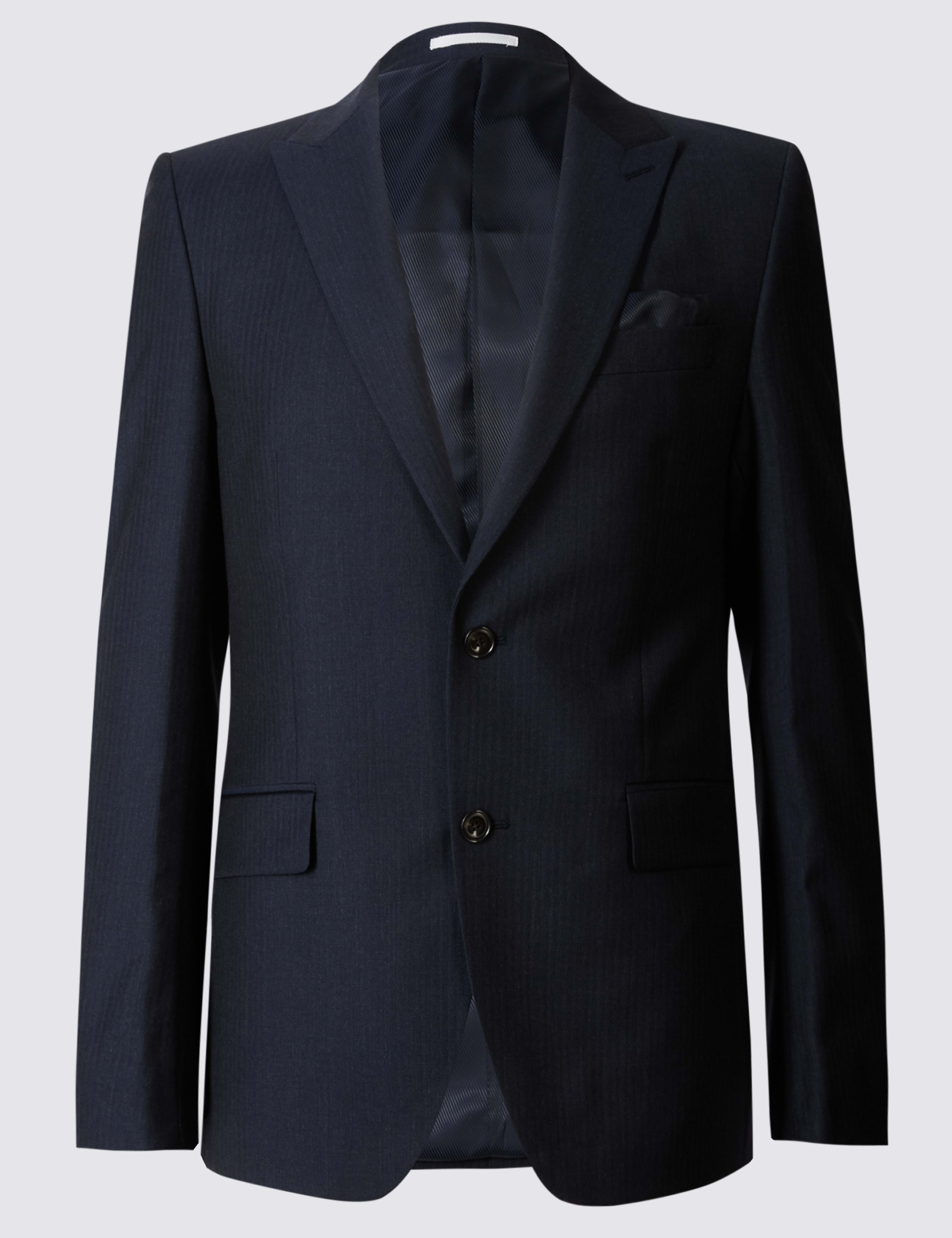 Navy Herringbone Slim Fit Jacket 2 of 9