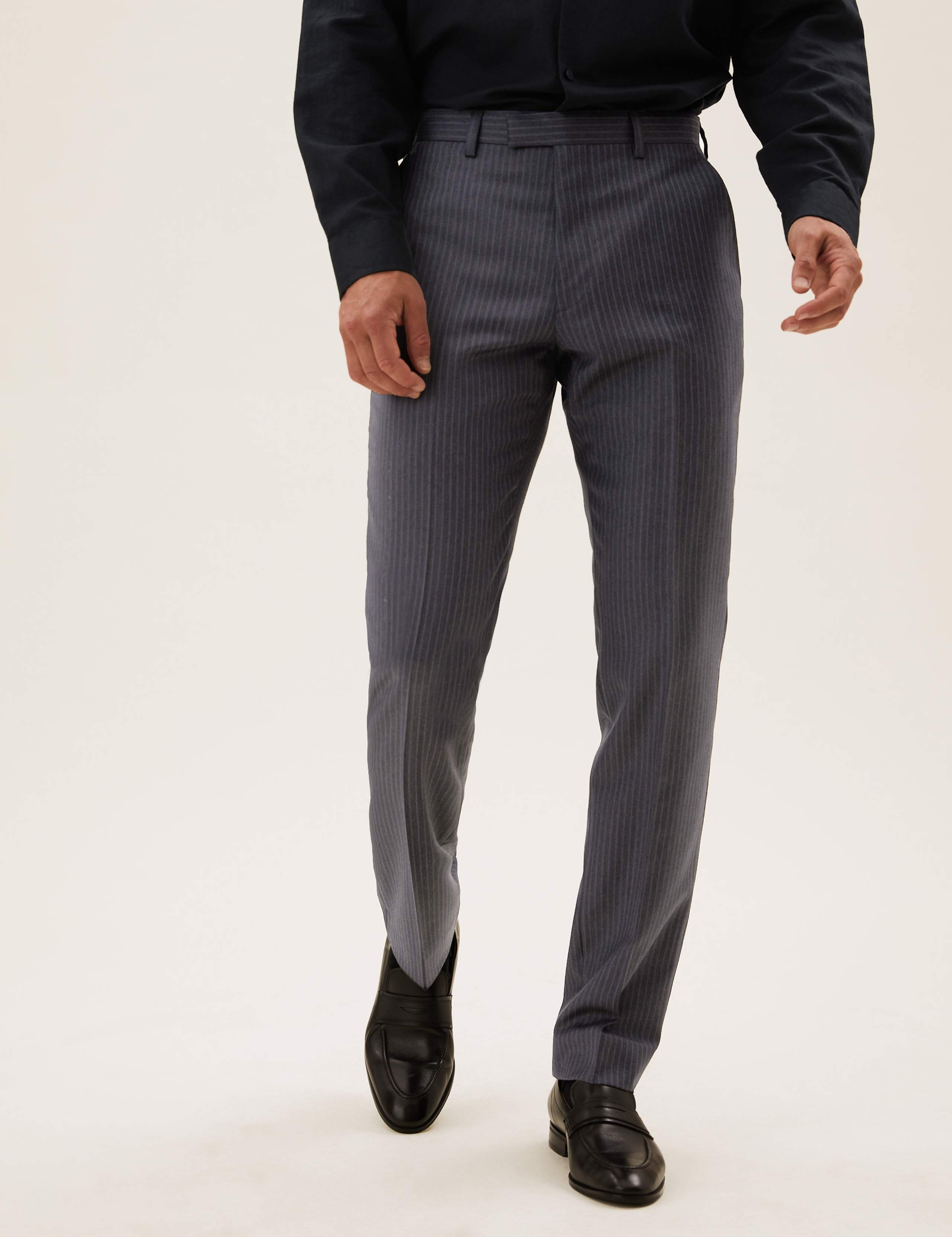 Regular Fit Pure Wool Pinstripe Trousers 3 of 8