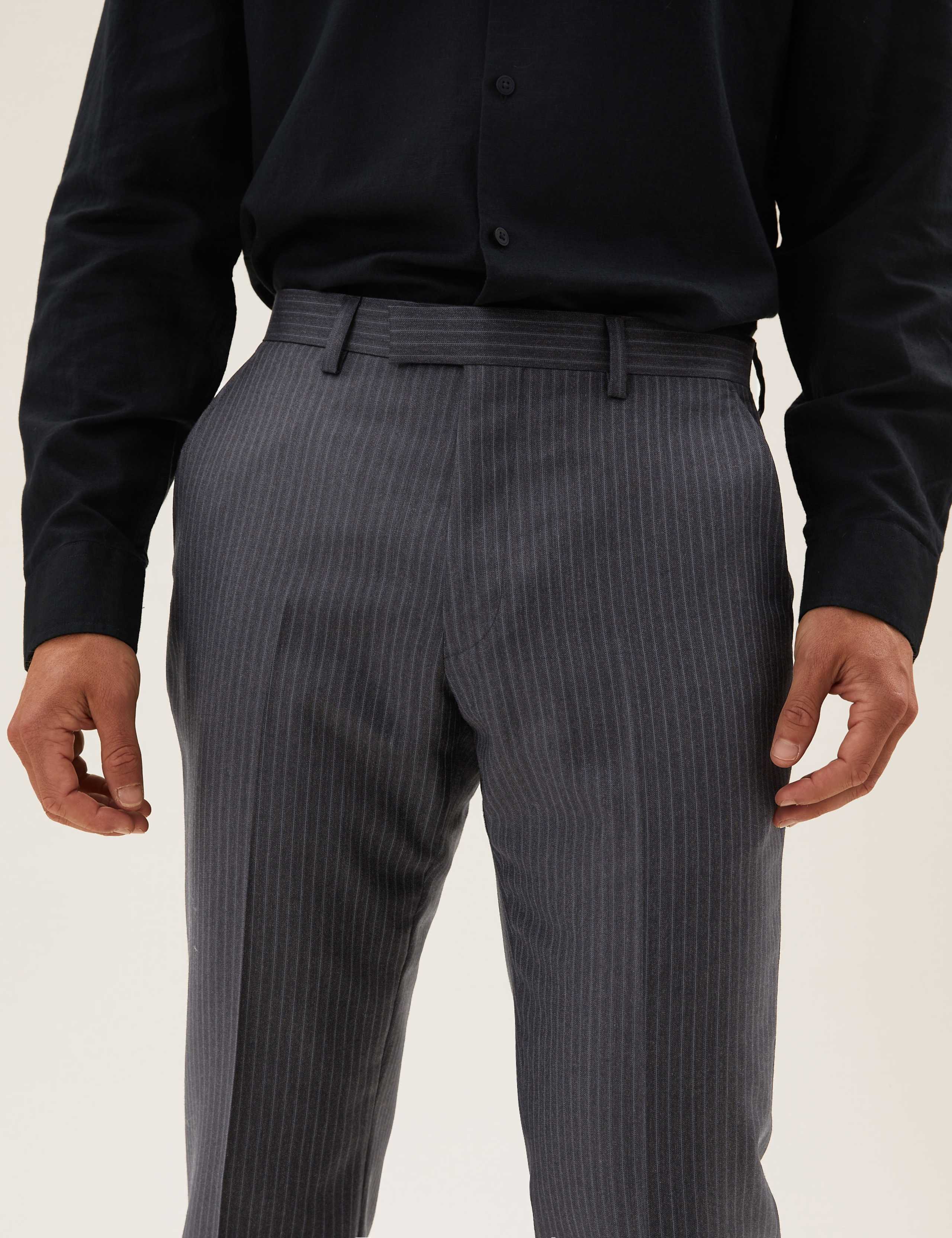 Regular Fit Pure Wool Pinstripe Trousers 4 of 8