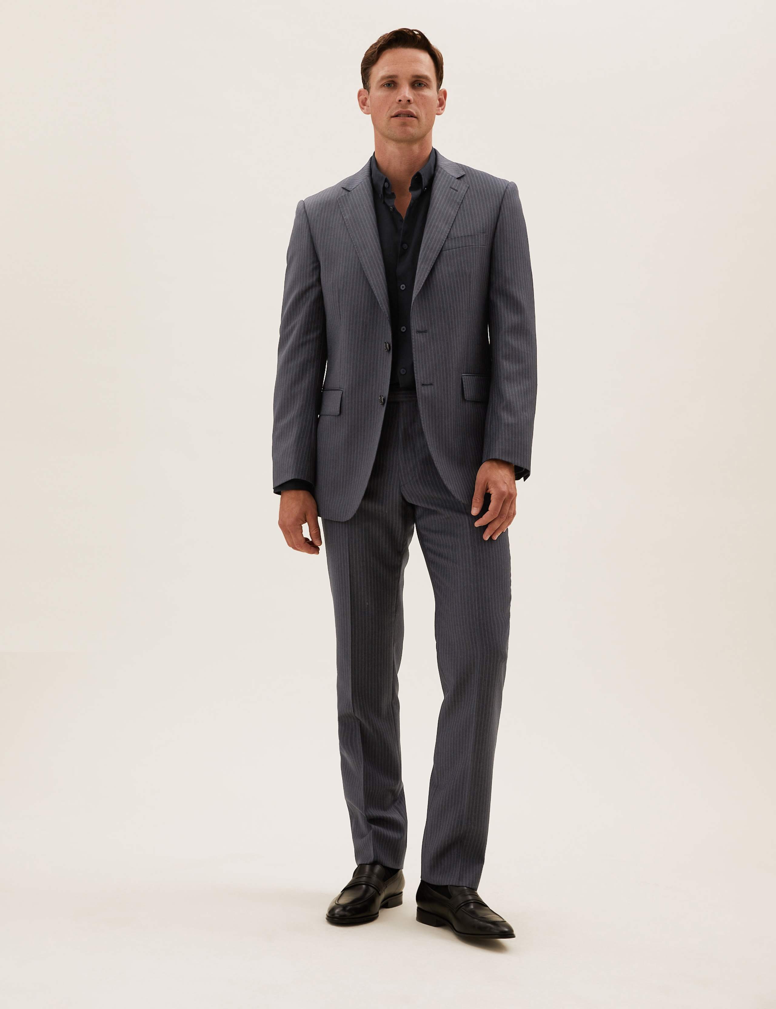 Regular Fit Pure Wool Pinstripe Trousers 6 of 8