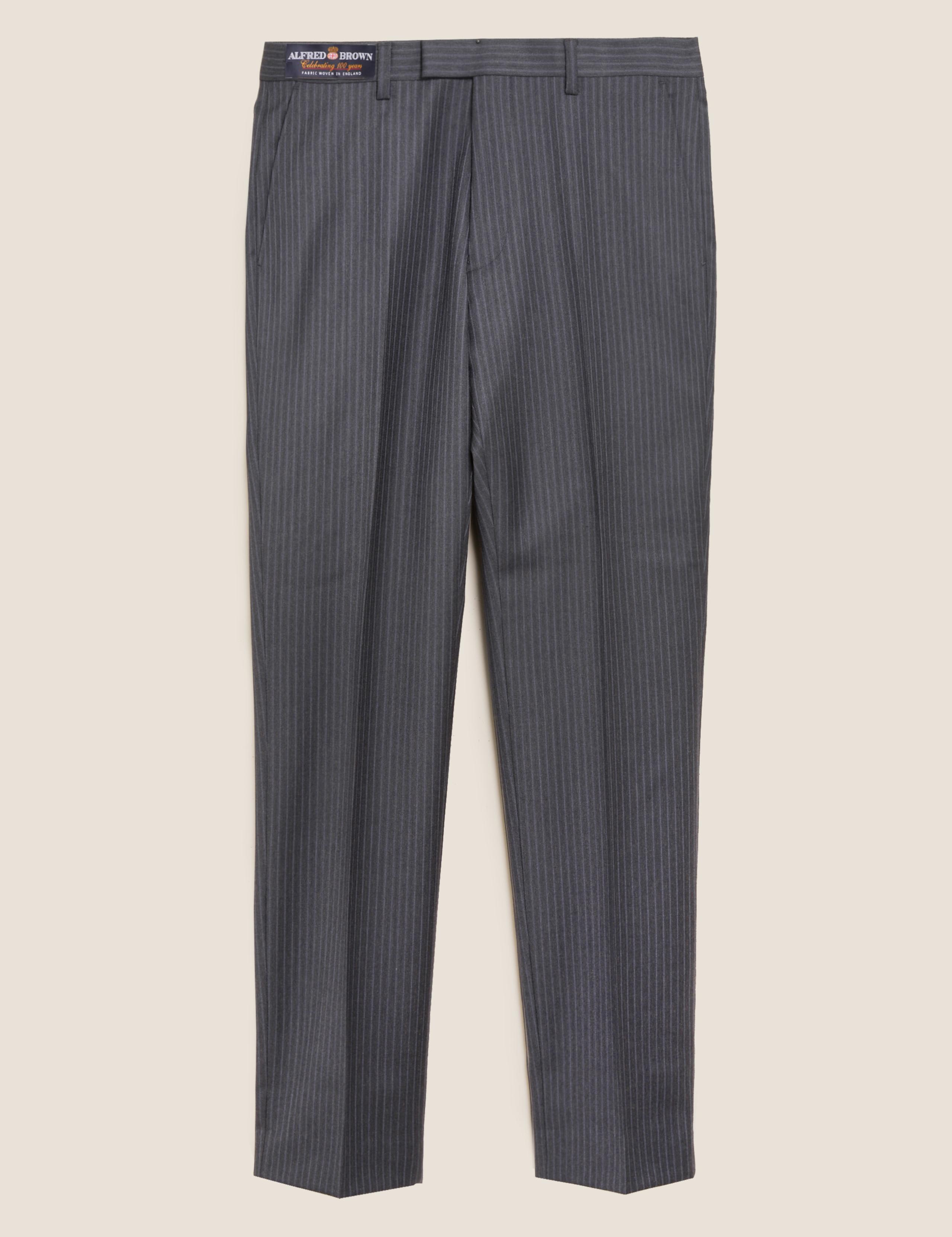 Regular Fit Pure Wool Pinstripe Trousers 2 of 8