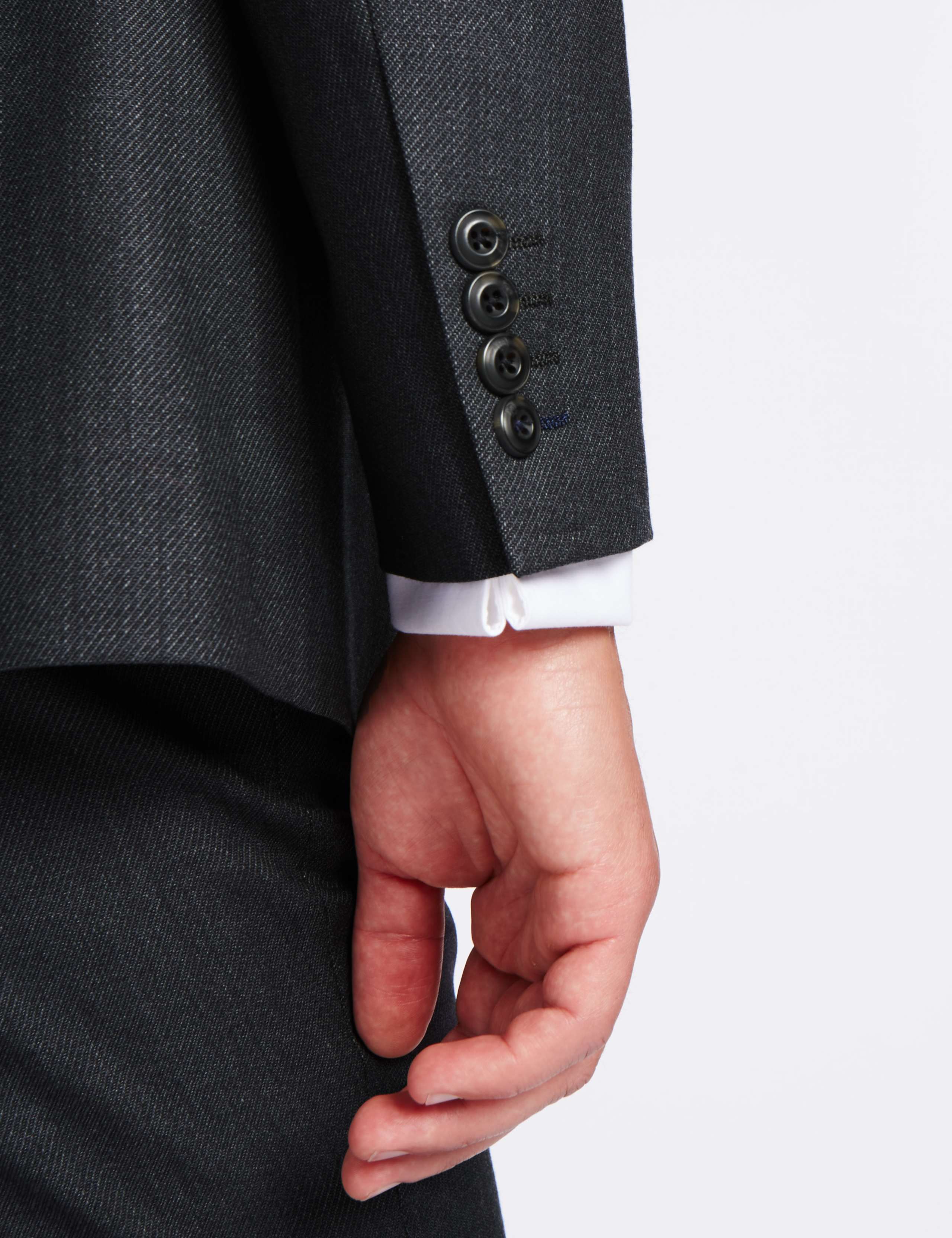 Charcoal Textured Regular Fit Wool Jacket 5 of 6