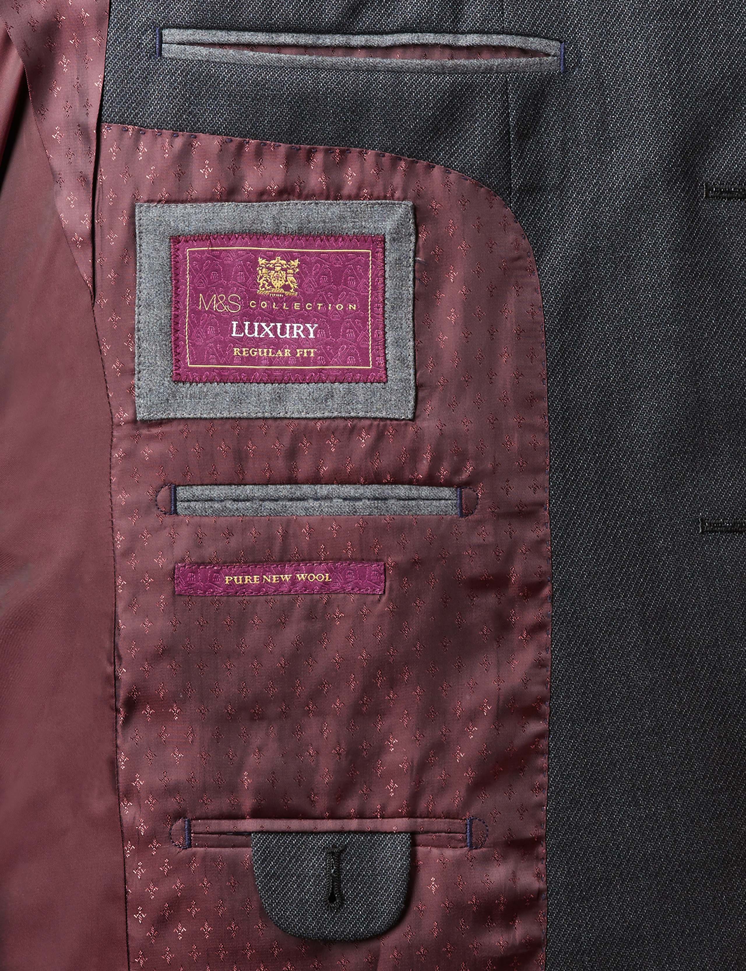 Charcoal Textured Regular Fit Wool Jacket 6 of 6