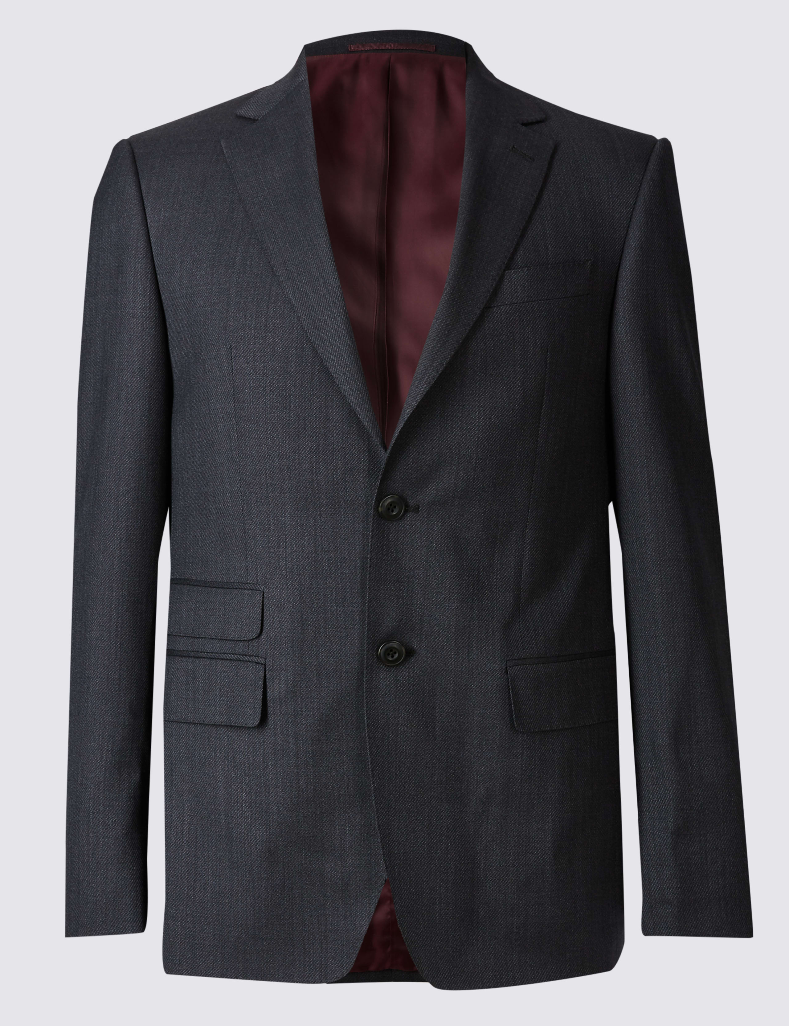 Charcoal Textured Regular Fit Wool Jacket 2 of 6
