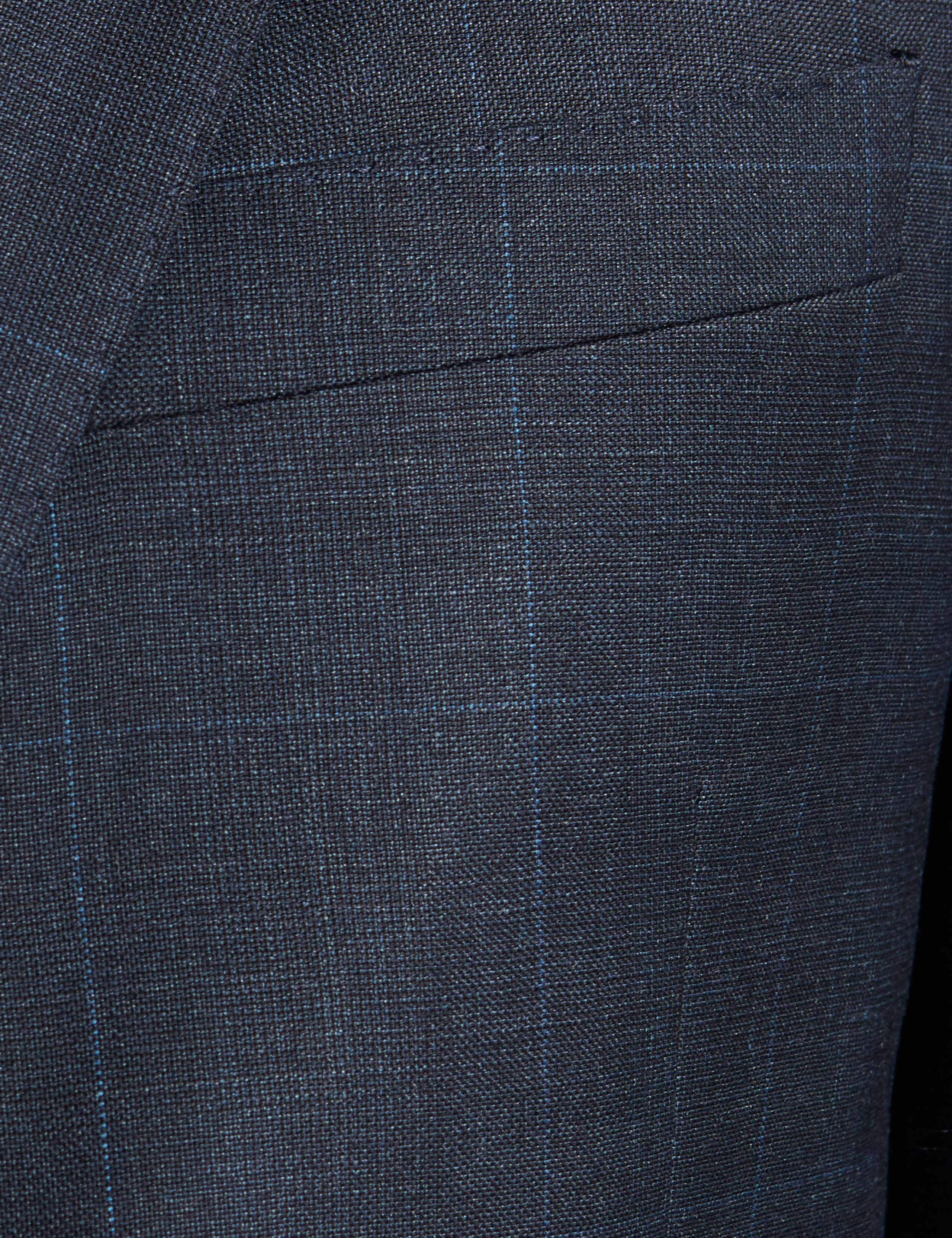 Navy Checked Slim Fit Wool Jacket 7 of 7