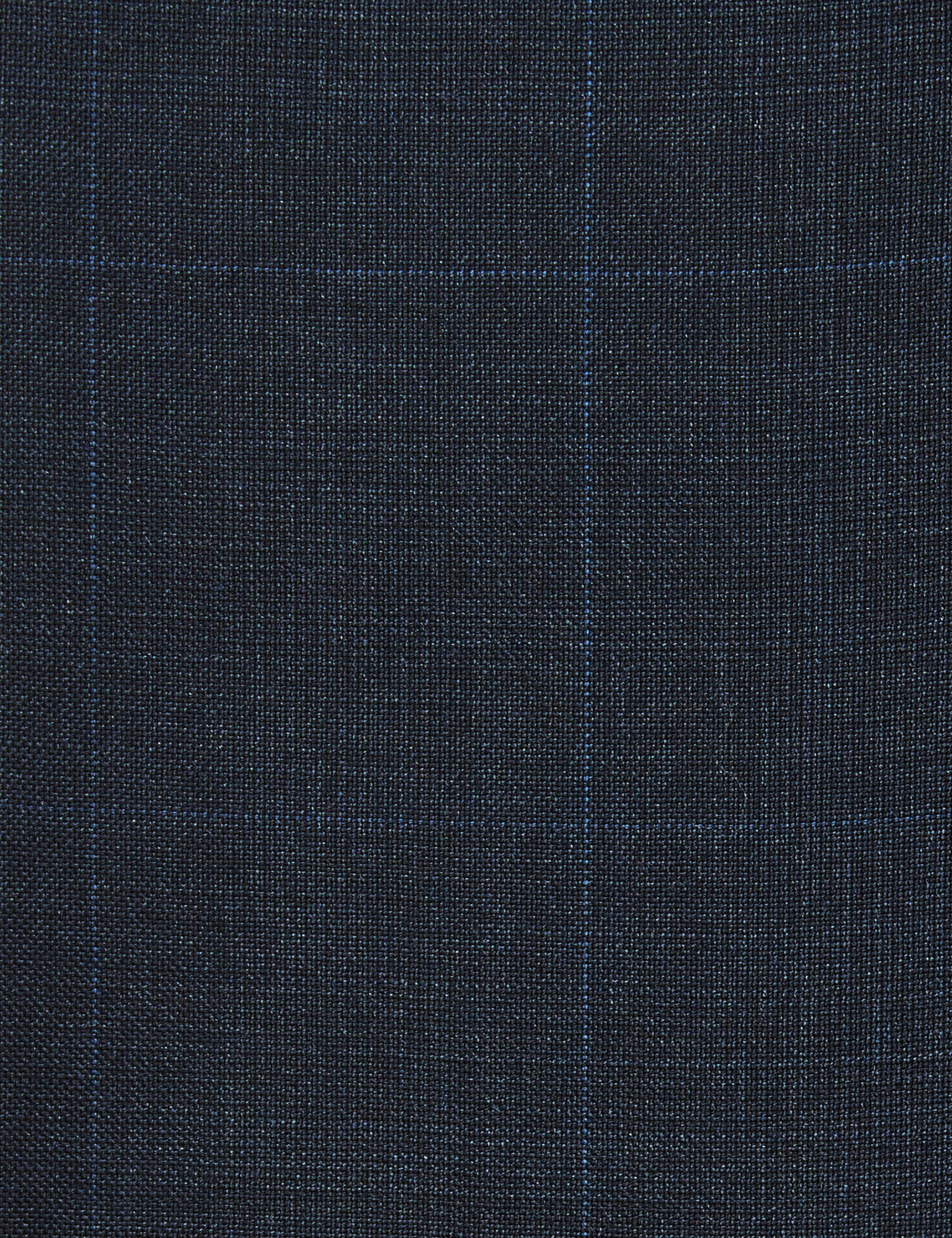 Navy Checked Slim Fit Wool Trousers 6 of 6