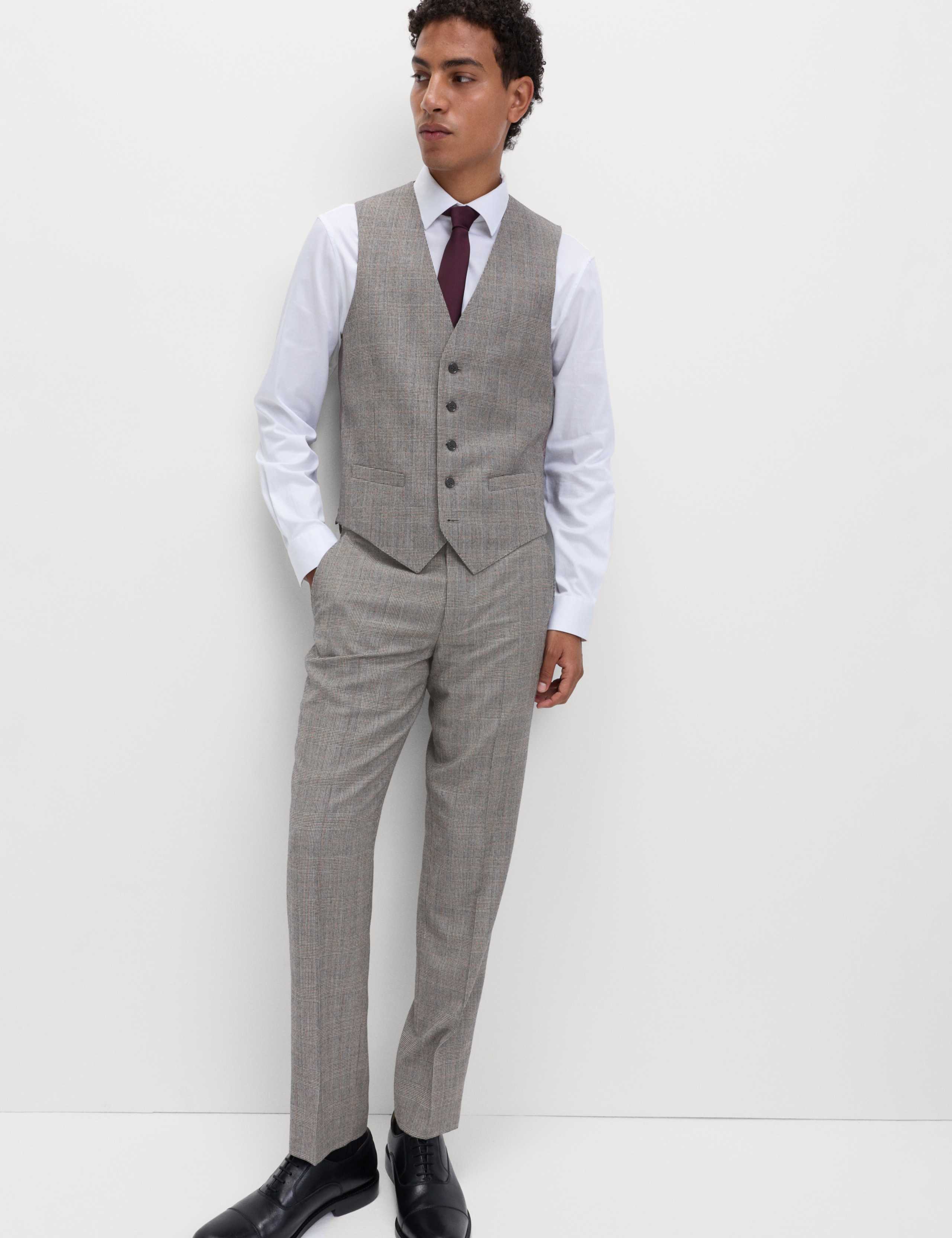 Regular Fit Pure Wool Checked Waistcoat 6 of 7
